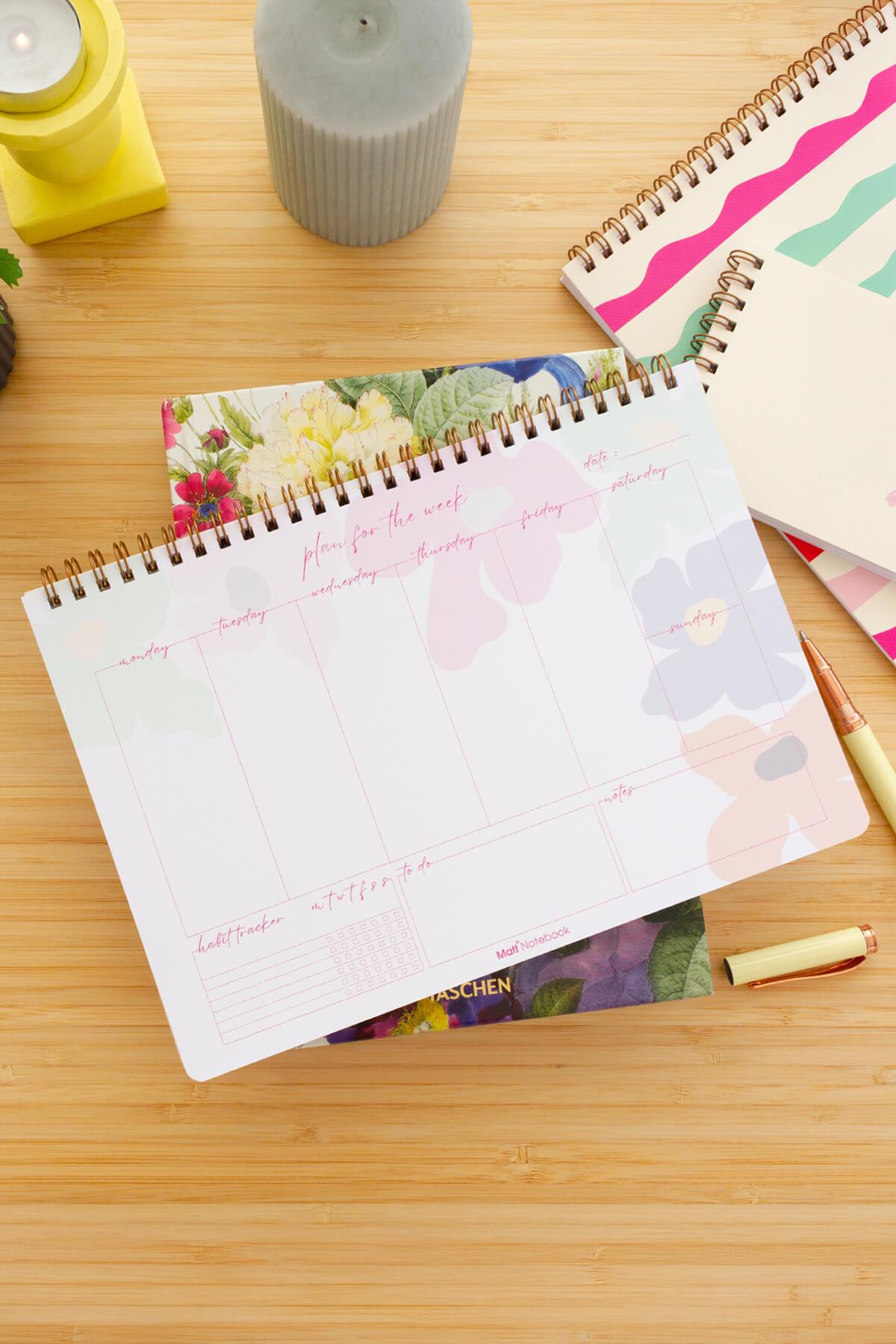 Matt Notebook 3'lü Spiralli Masaüstü Planlayıcı Set Papatyalar