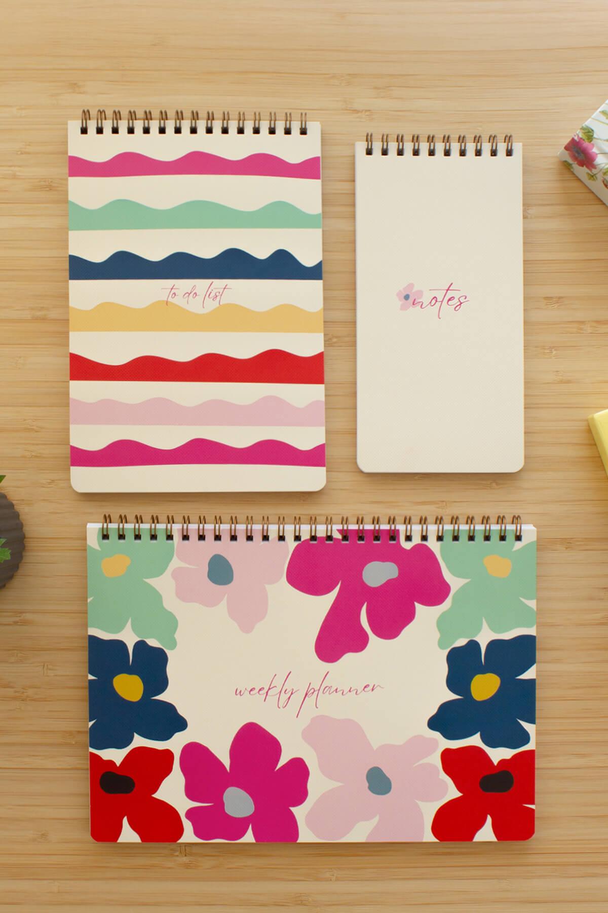 Matt Notebook 3'lü Spiralli Masaüstü Planlayıcı Set Papatyalar