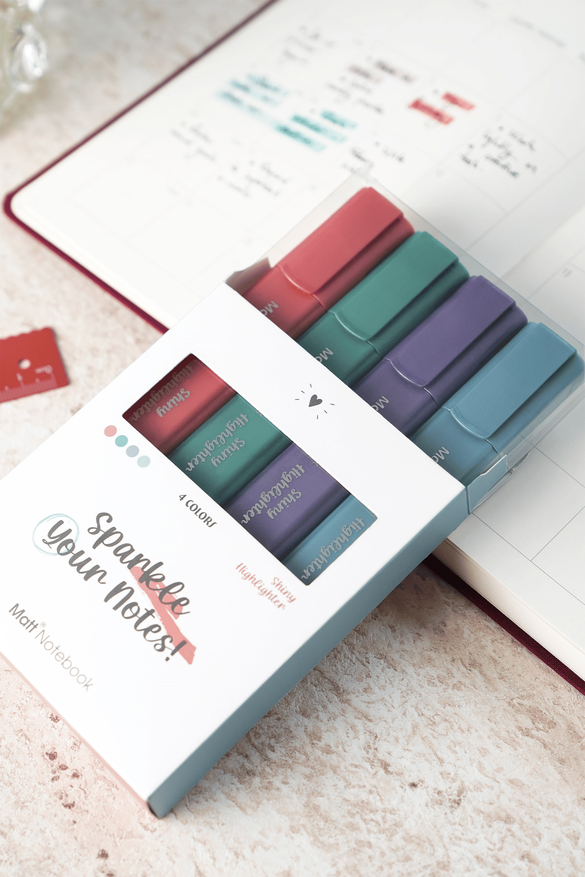 Matt Notebook 4'lü Highlighter Metalik Renk Fosforlu Kalem Seti