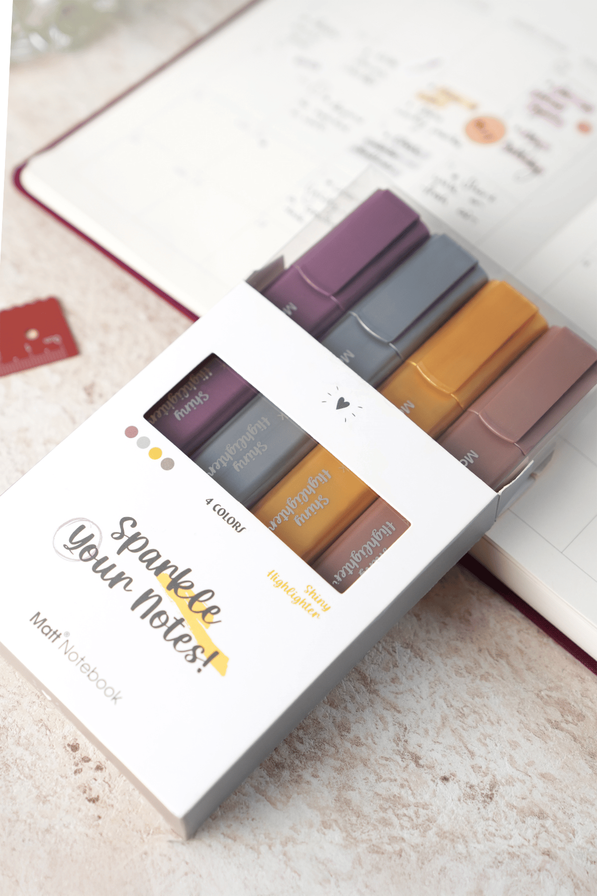 Matt Notebook 4'lü Highlighter Metalik Renk Fosforlu Kalem Seti