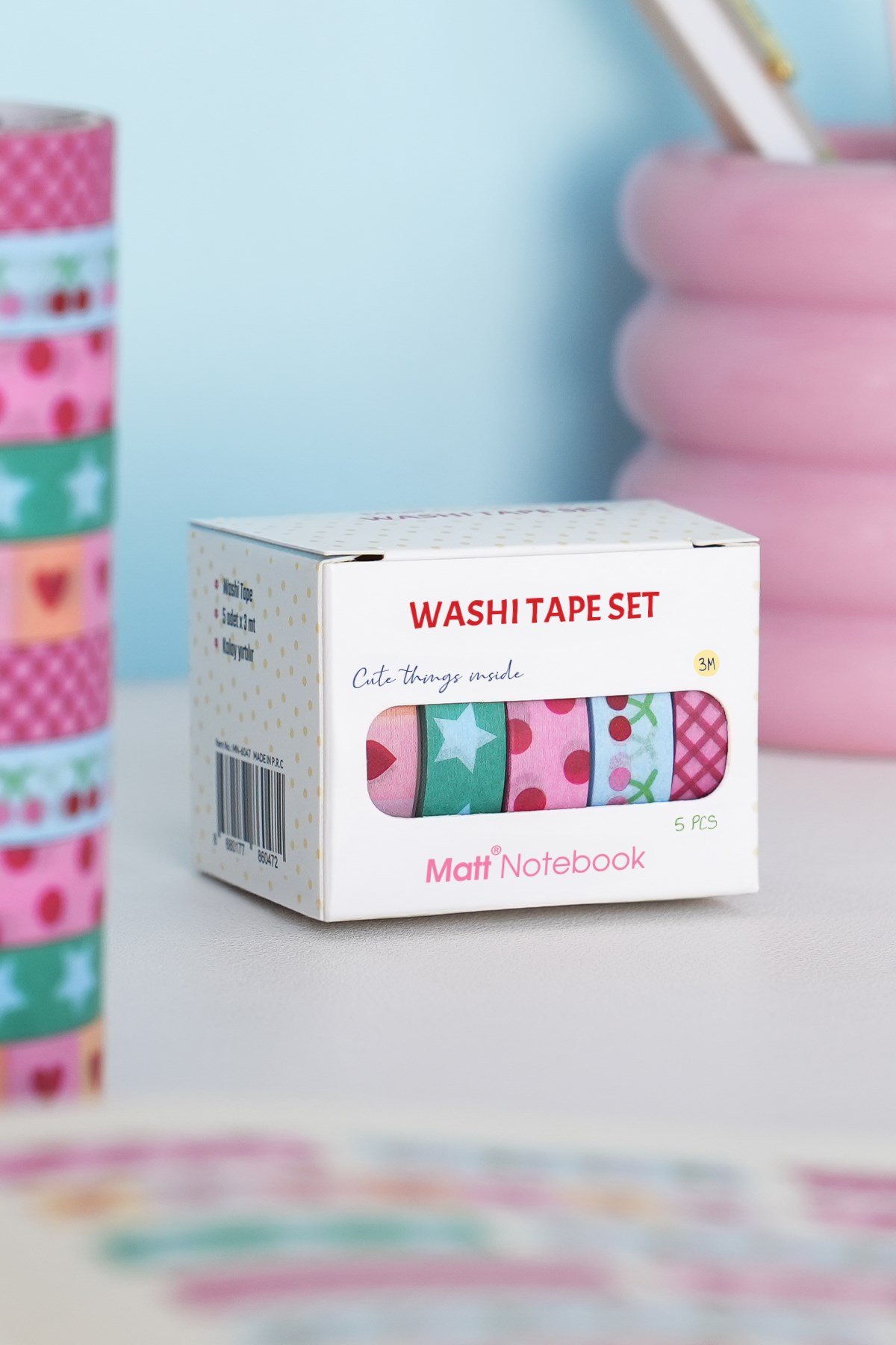 Matt Notebook 5'li Washi Tape Kağıt Bant Seti