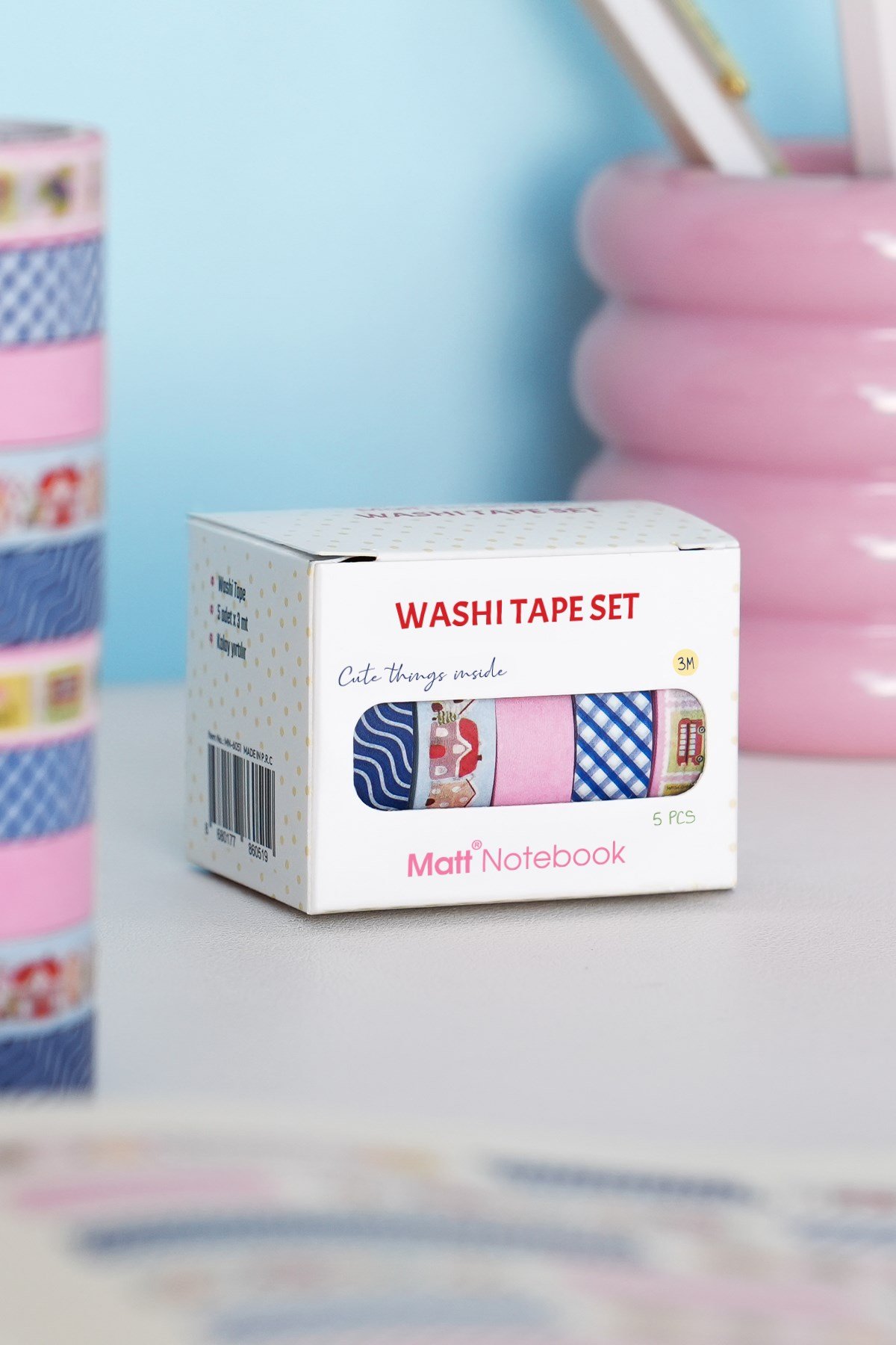 Matt Notebook 5'li Washi Tape Kağıt Bant Seti