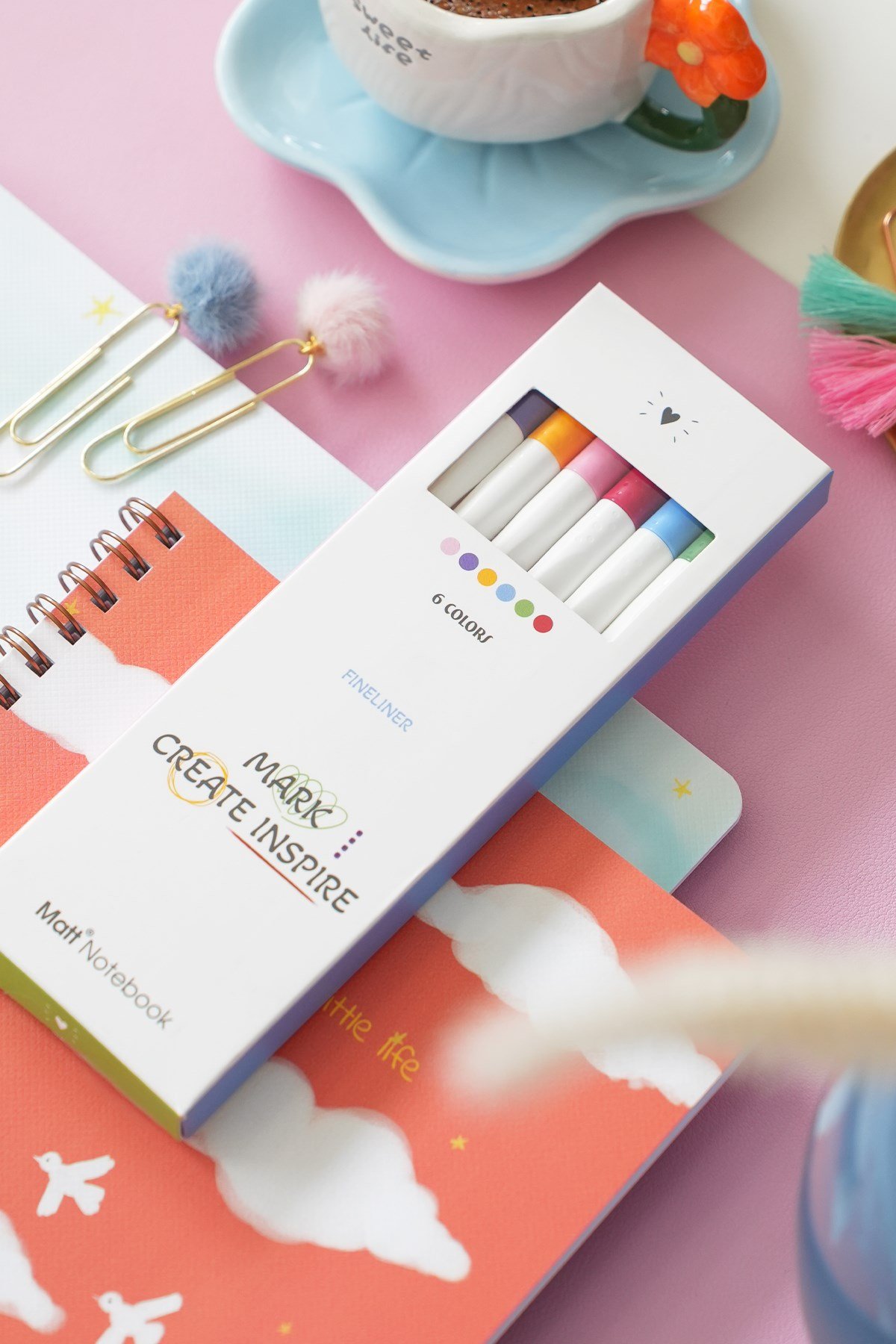 Matt Notebook 6 Renk Fineliner 0.4 mm Yazı ve Çizim Kalem Seti