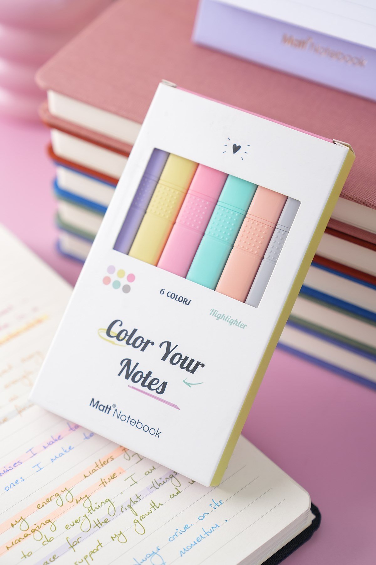 Matt Notebook 6'lı Highlighter Pastel Renk Fosforlu Kalem Seti