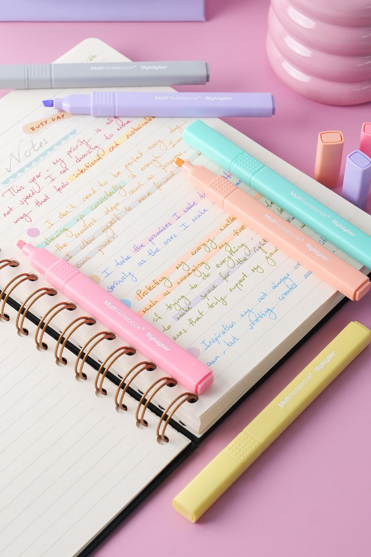 Matt Notebook 6'lı Highlighter Pastel Renk Fosforlu Kalem Seti