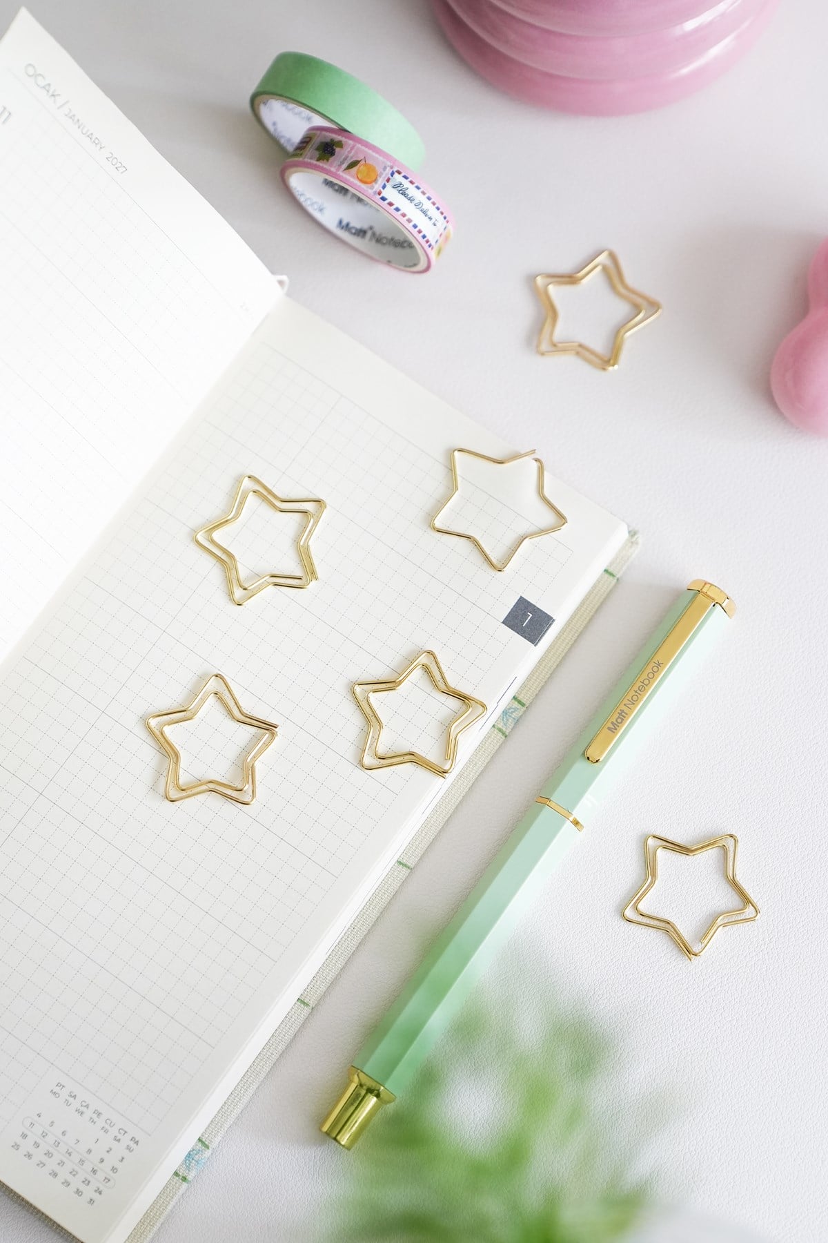 Matt Notebook 6'lı Yıldız Şekilli Metal Ataş Seti - Gold