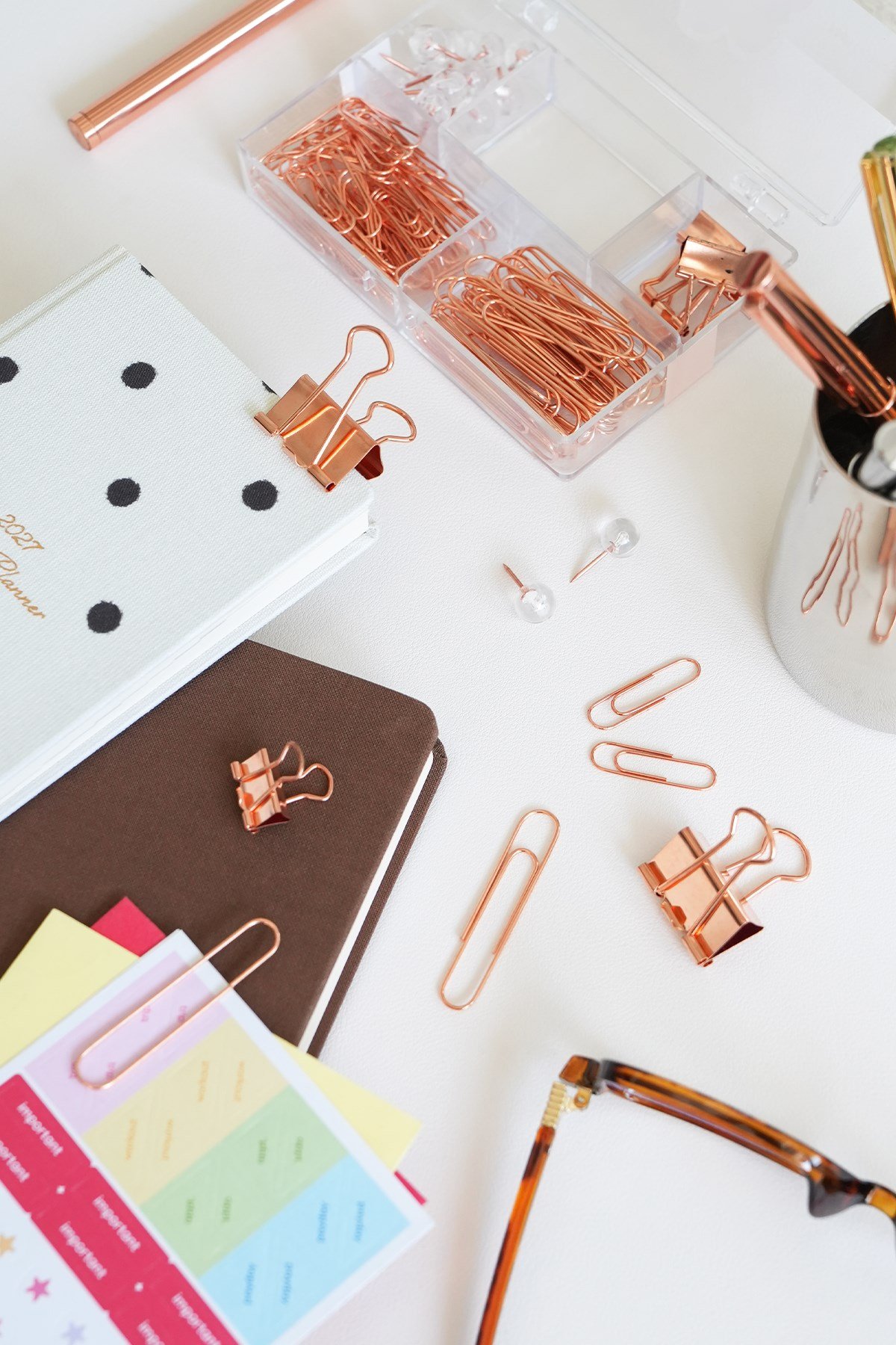 Matt Notebook 97 Parça Ataş, Raptiye ve Klips seti - Rose Gold