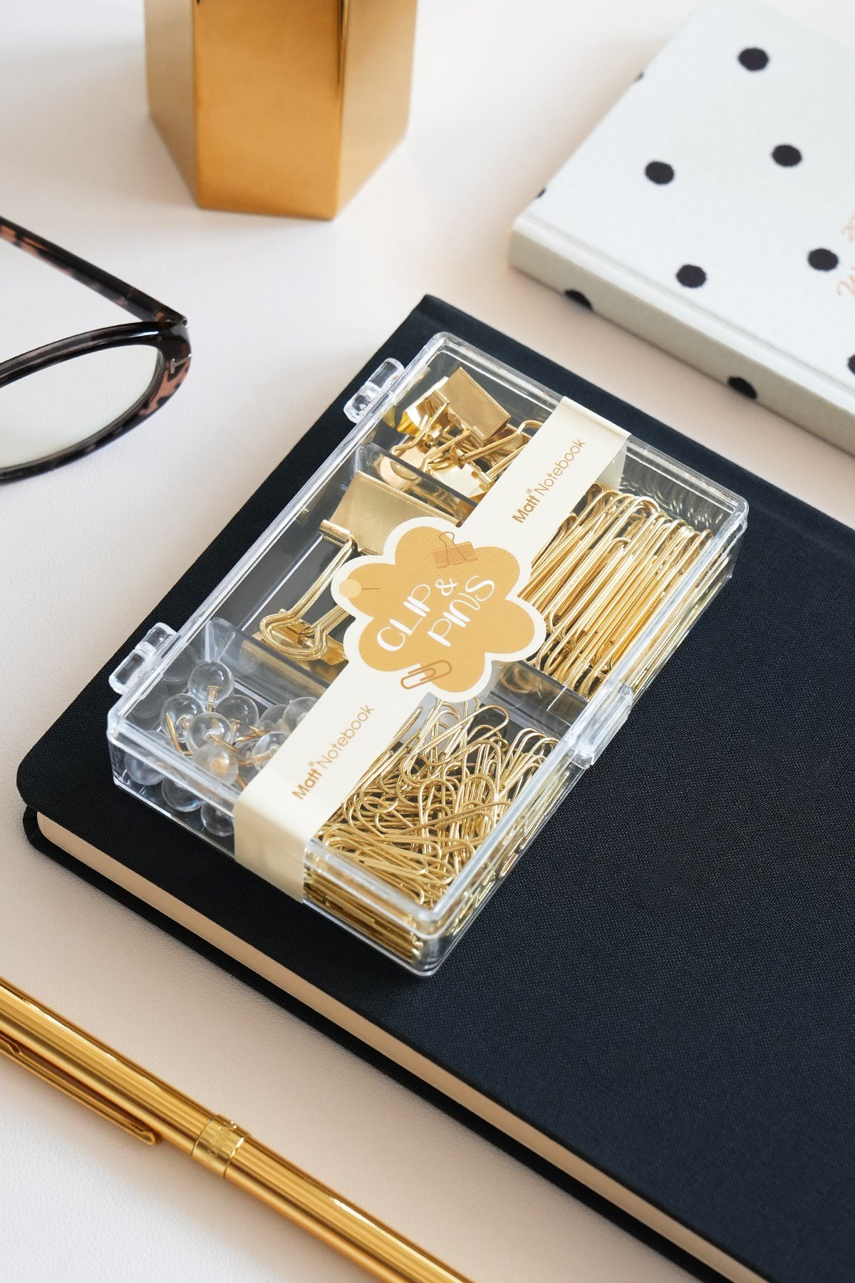 Matt Notebook 97 Parça Ataş, Raptiye ve Klips seti - Gold