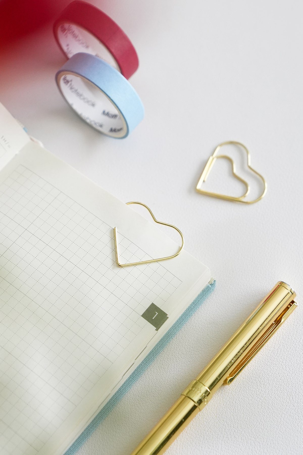Matt Notebook 9'lu Kalp Şekilli Metal Ataş Seti - Gold