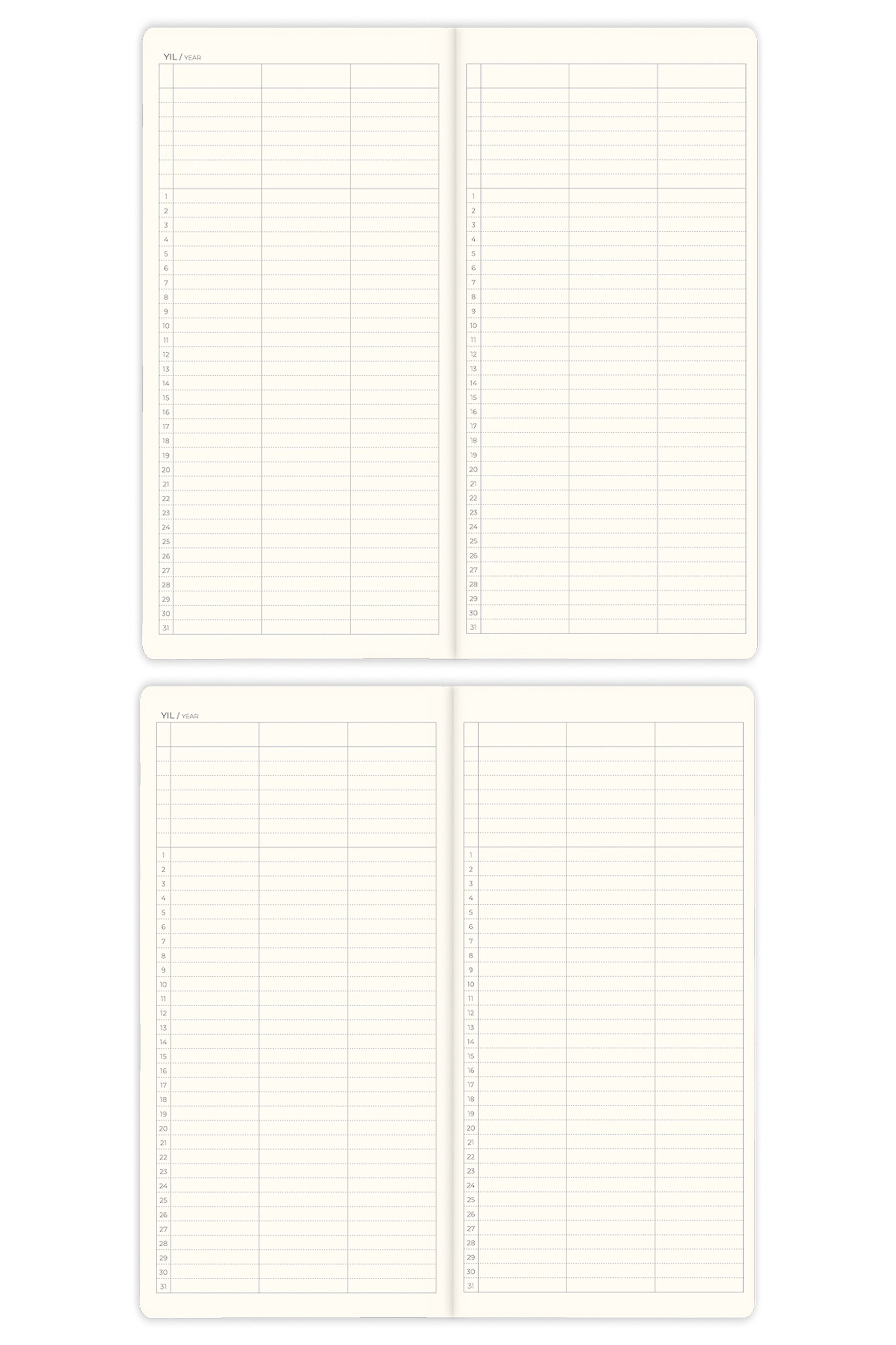 Matt Notebook 9x18 cm Keten Süresiz Haftalık Planlayıcı Kareli Cep Ajandası Manzara
