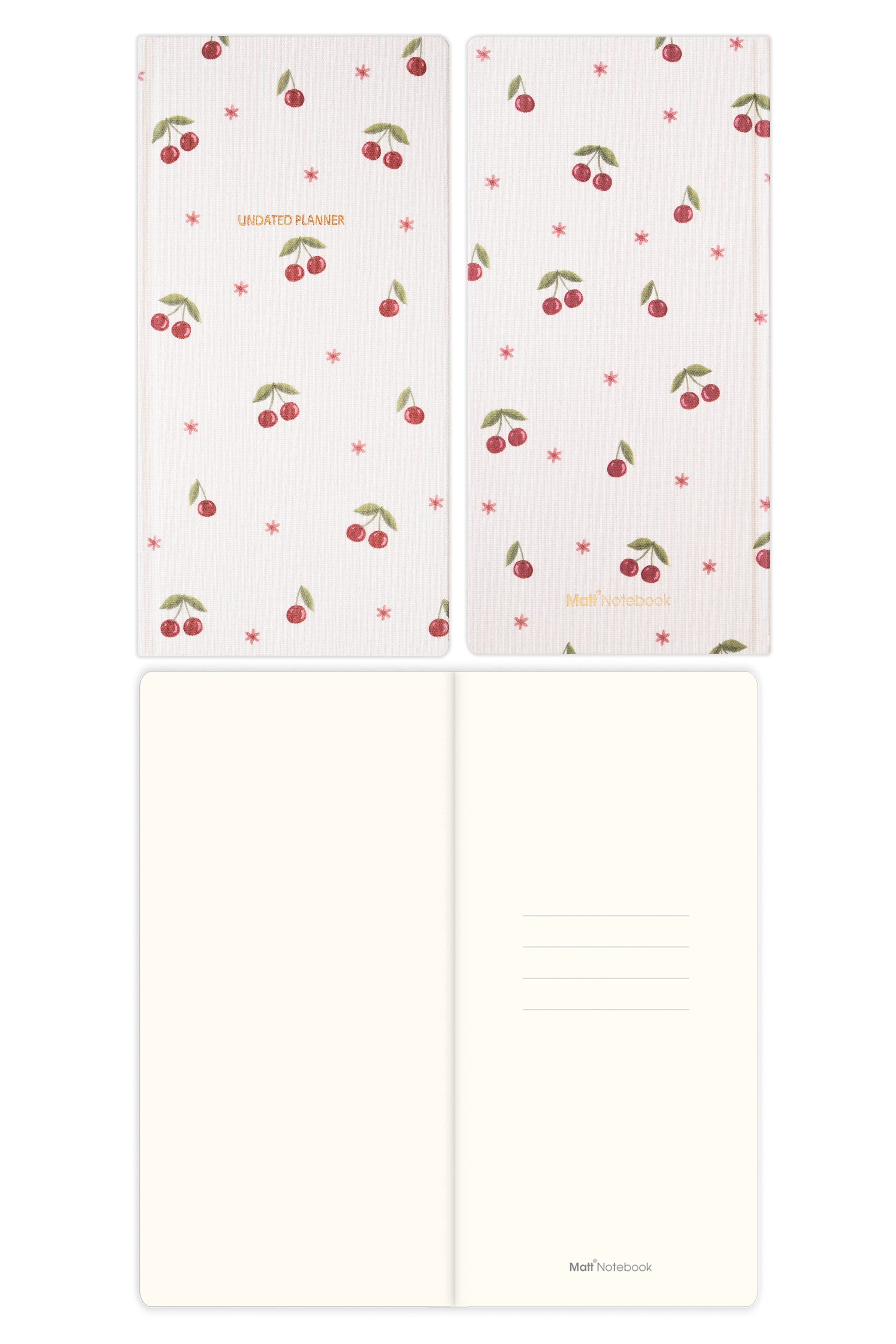 Matt Notebook 9x18 cm Keten Süresiz Haftalık Planlayıcı Kareli Cep Ajandası Kiraz