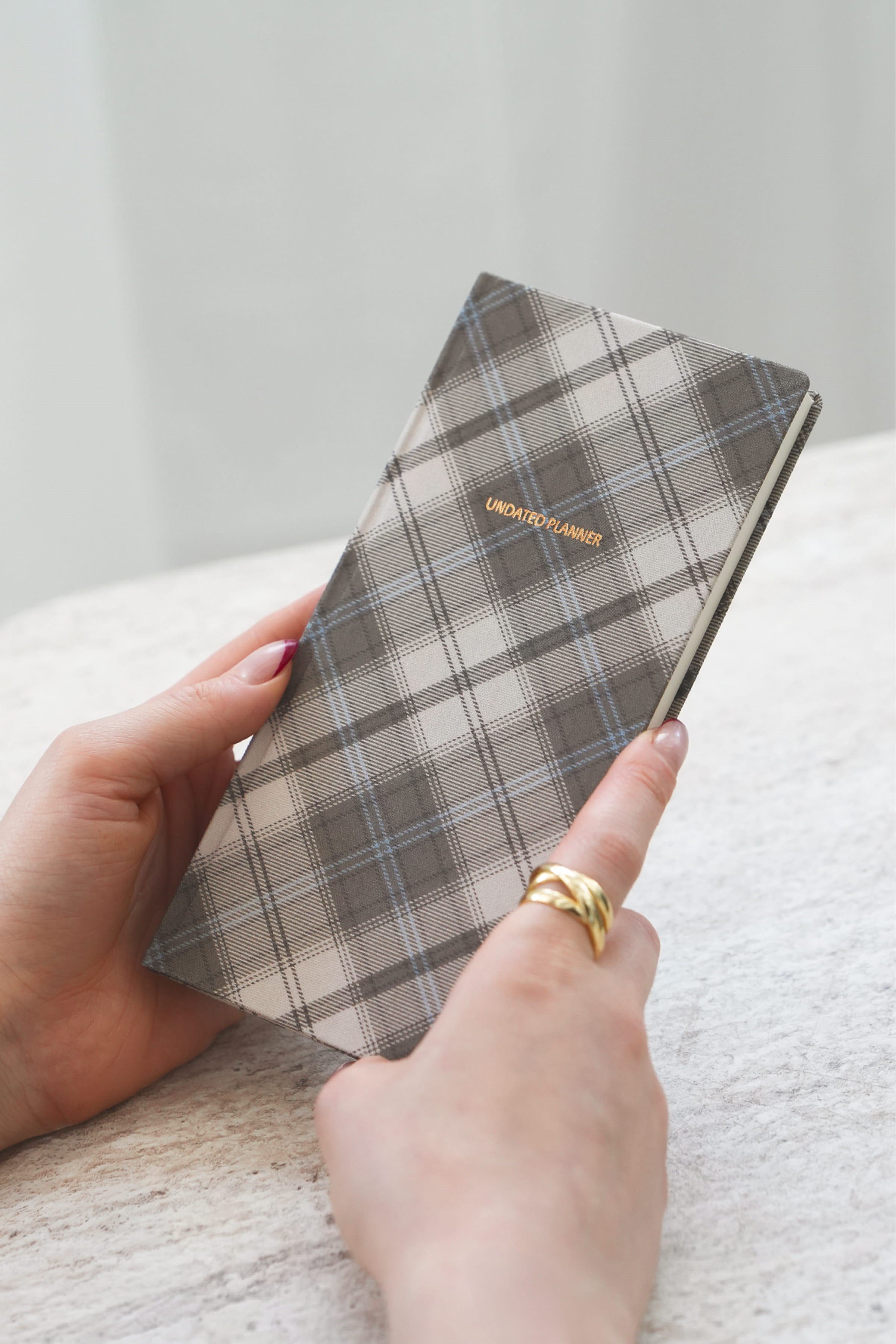 Matt Notebook 9x18 cm Keten Süresiz Haftalık Planlayıcı Kareli Cep Ajandası Ekose