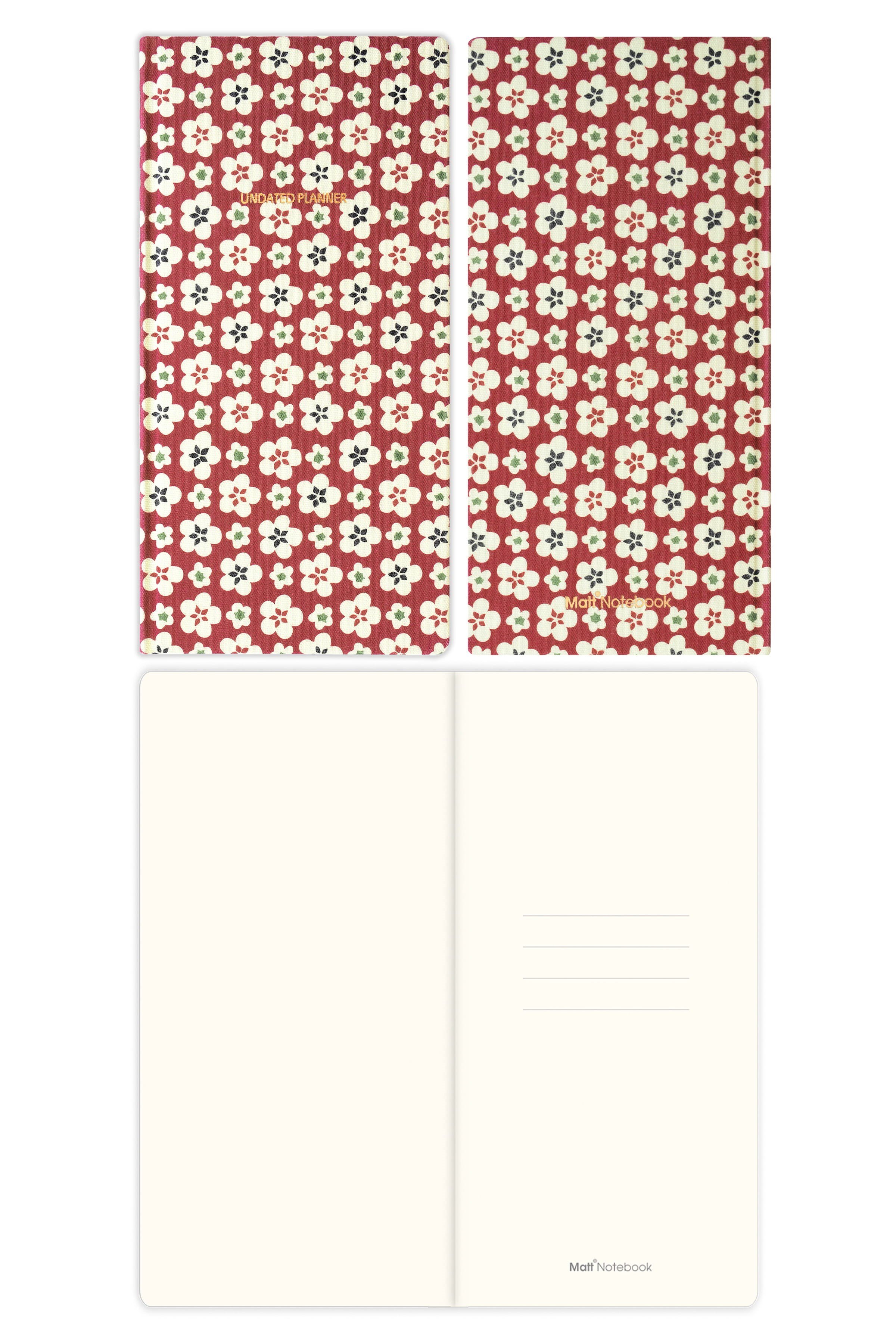 Matt Notebook 9x18 cm Keten Süresiz Haftalık Planlayıcı Kareli Cep Ajandası Çiçekler