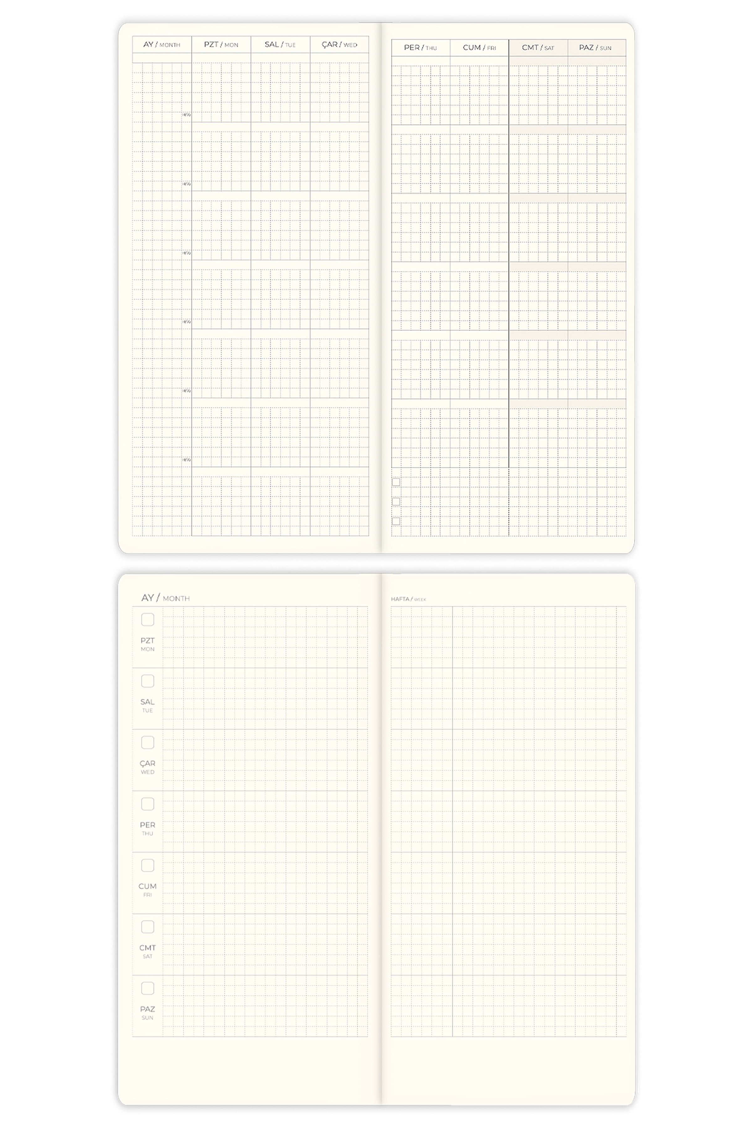 Matt Notebook 9x18 cm Keten Süresiz Haftalık Planlayıcı Kareli Cep Ajandası Manzara
