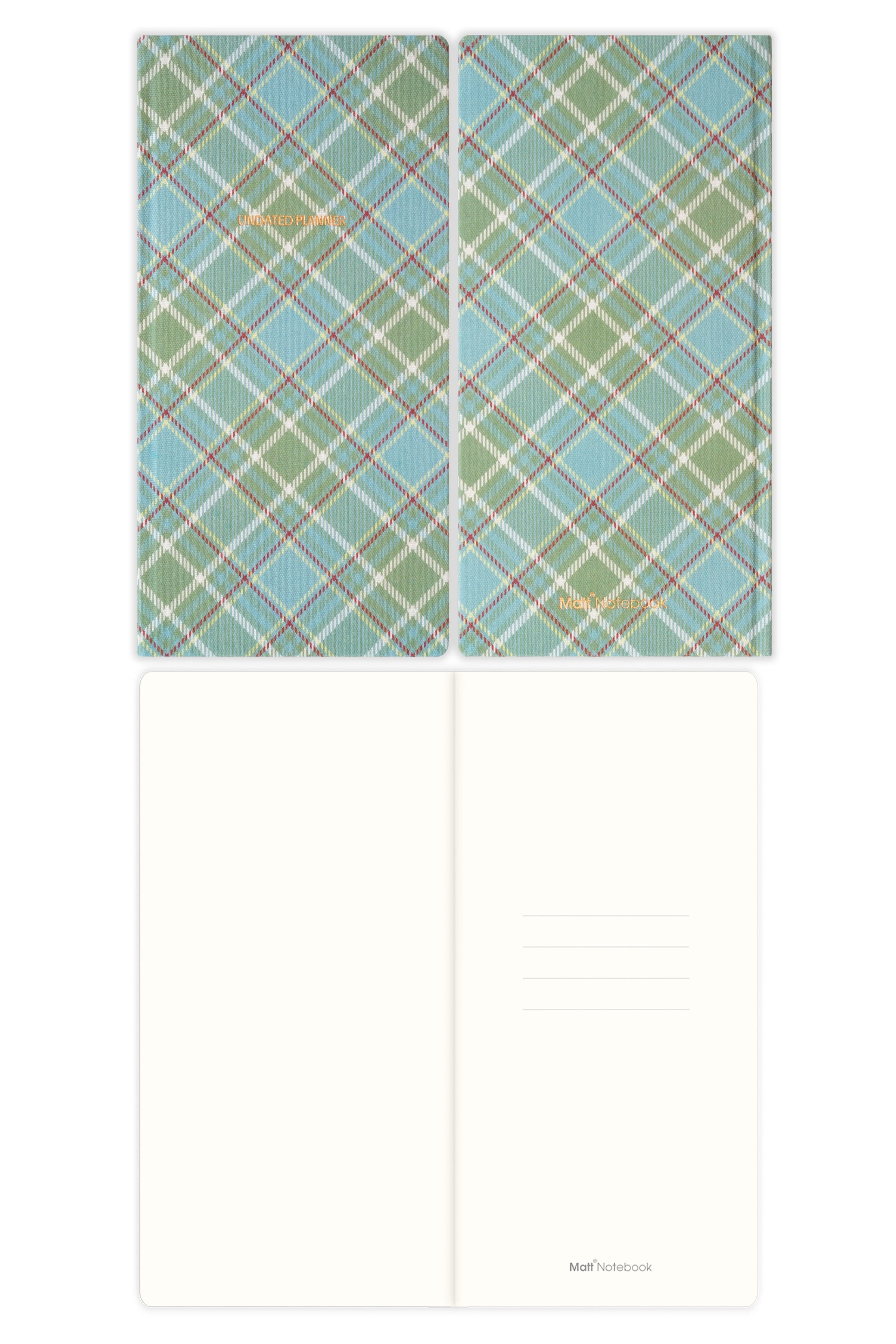 Matt Notebook 9x18 cm Keten Süresiz Haftalık Planlayıcı Kareli Cep Ajandası Ekose