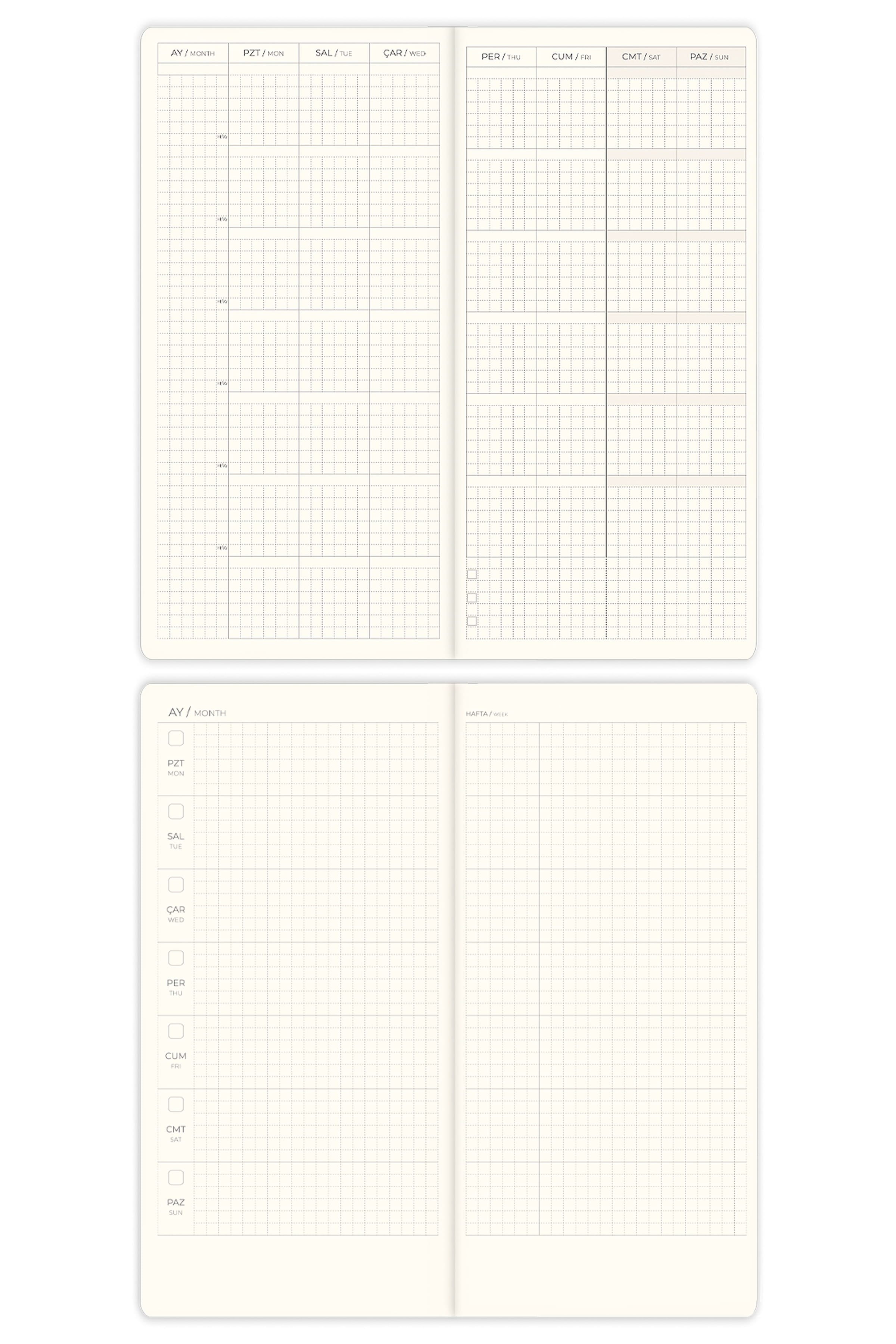 Matt Notebook 9x18 cm Keten Süresiz Haftalık Planlayıcı Kareli Cep Ajandası Manzara