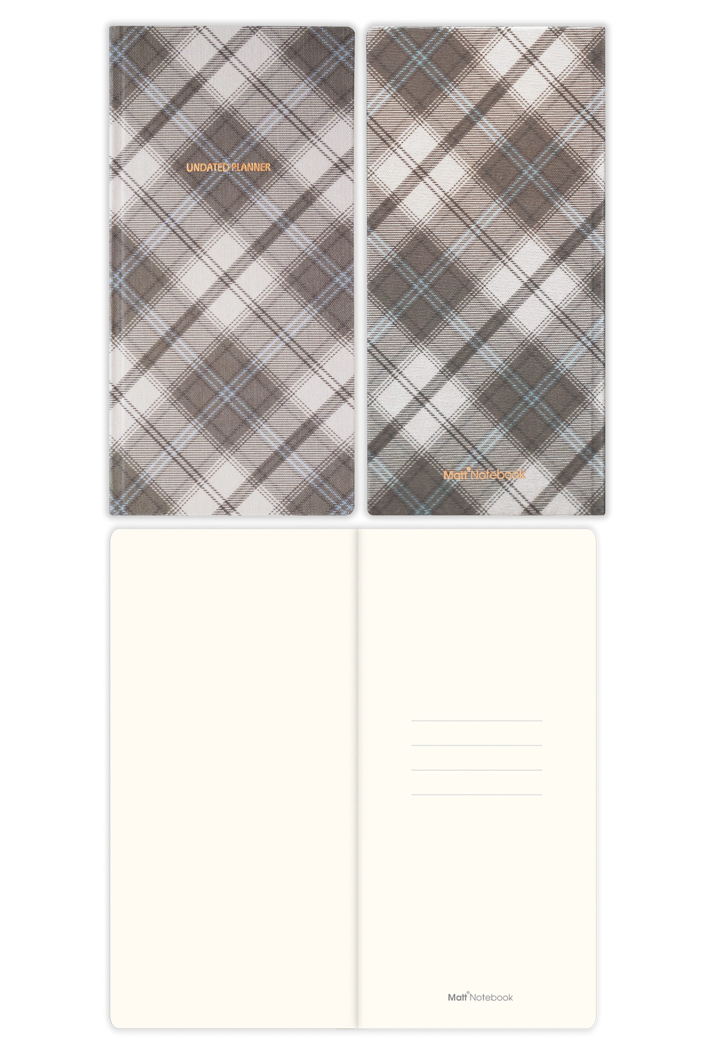 Matt Notebook 9x18 cm Keten Süresiz Haftalık Planlayıcı Kareli Cep Ajandası Ekose