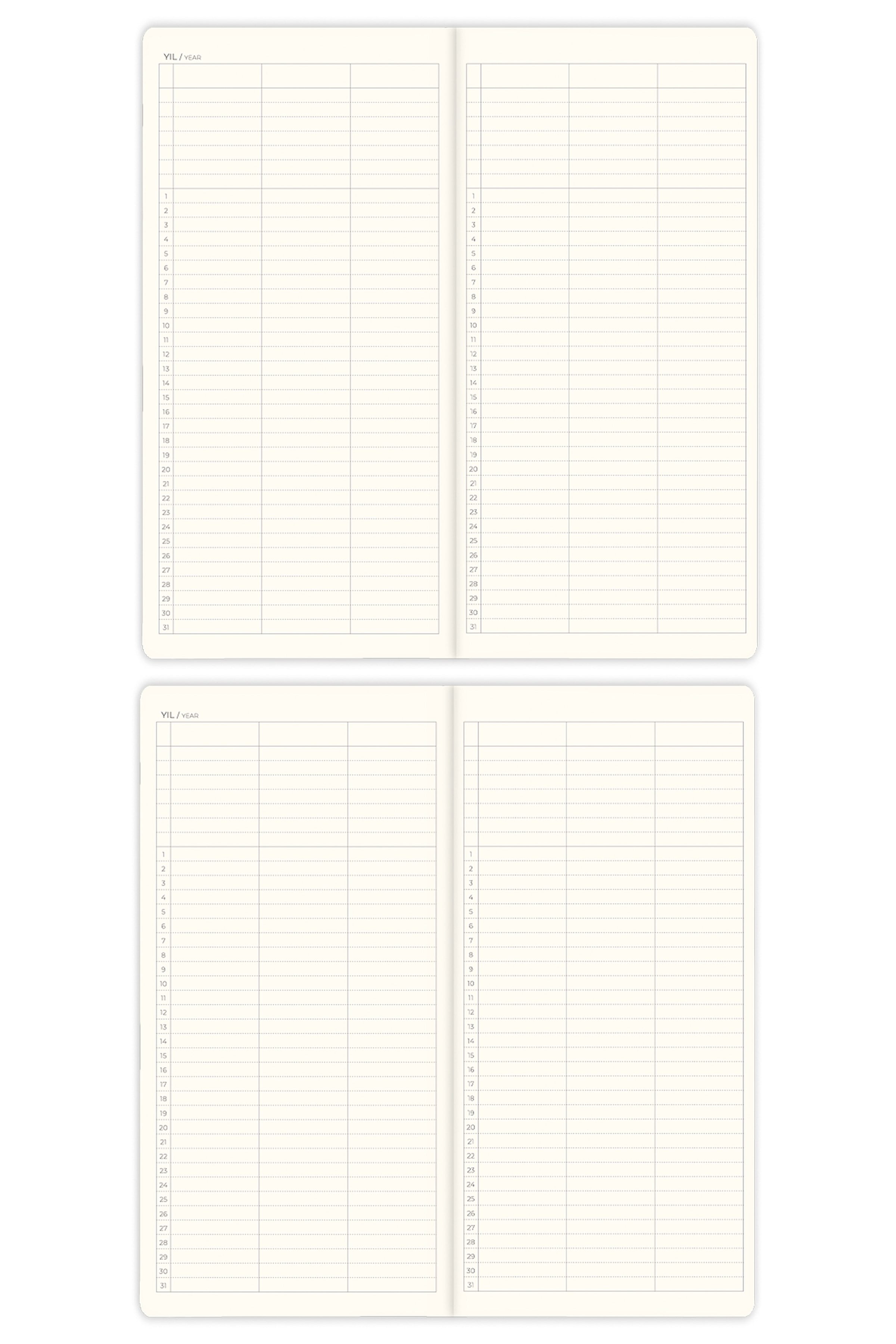 Matt Notebook 9x18 cm Keten Süresiz Haftalık Planlayıcı Kareli Cep Ajandası Ekose