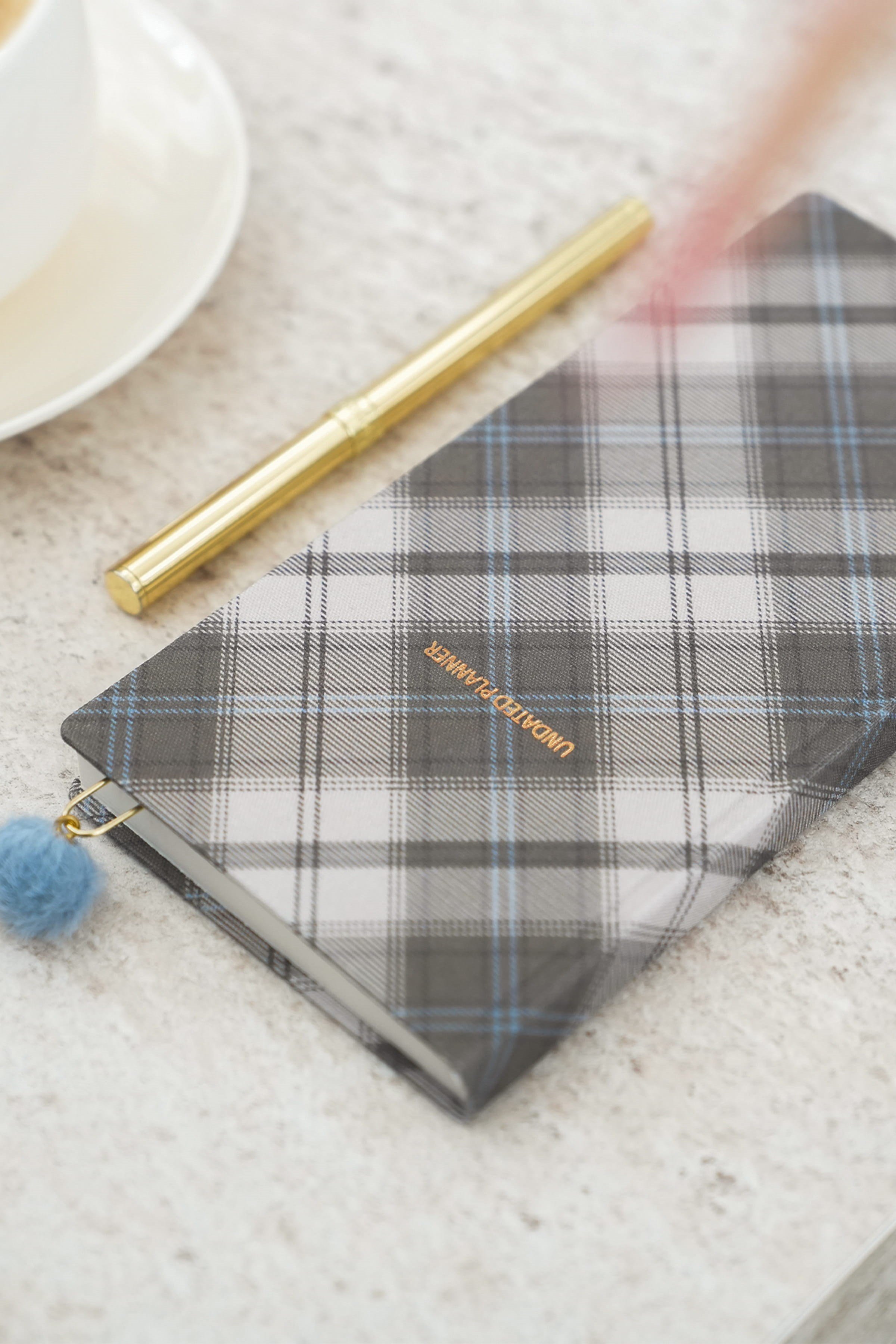 Matt Notebook 9x18 cm Keten Süresiz Haftalık Planlayıcı Kareli Cep Ajandası Ekose