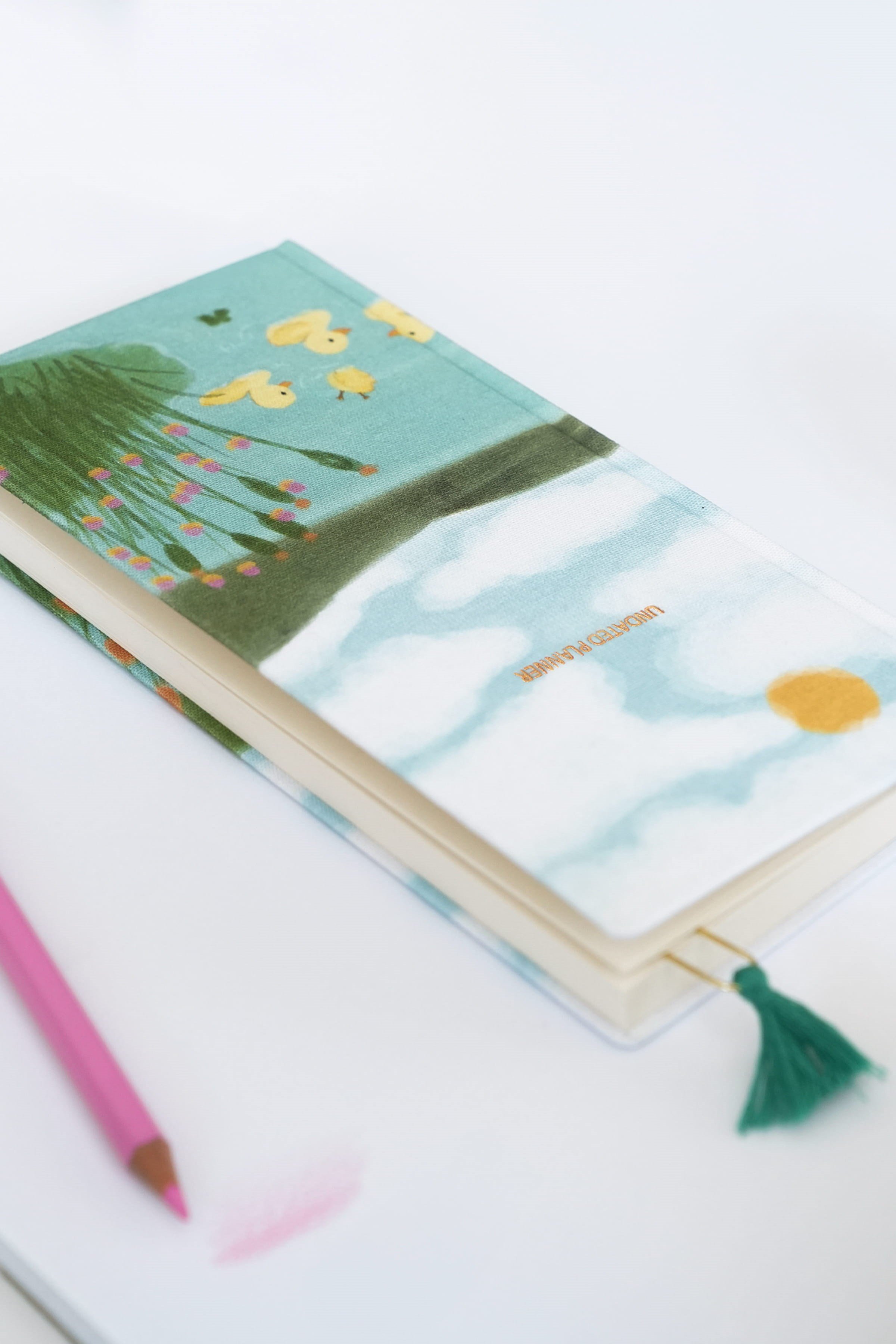 Matt Notebook 9x18 cm Keten Süresiz Haftalık Planlayıcı Kareli Cep Ajandası Manzara