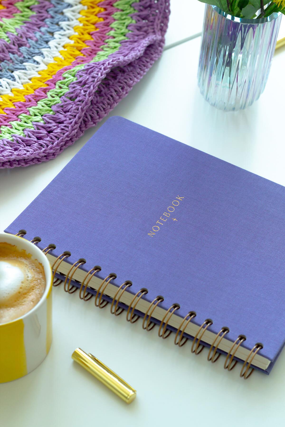 Matt Notebook A5 15x21 cm Spiralli Keten Not Defteri Lila