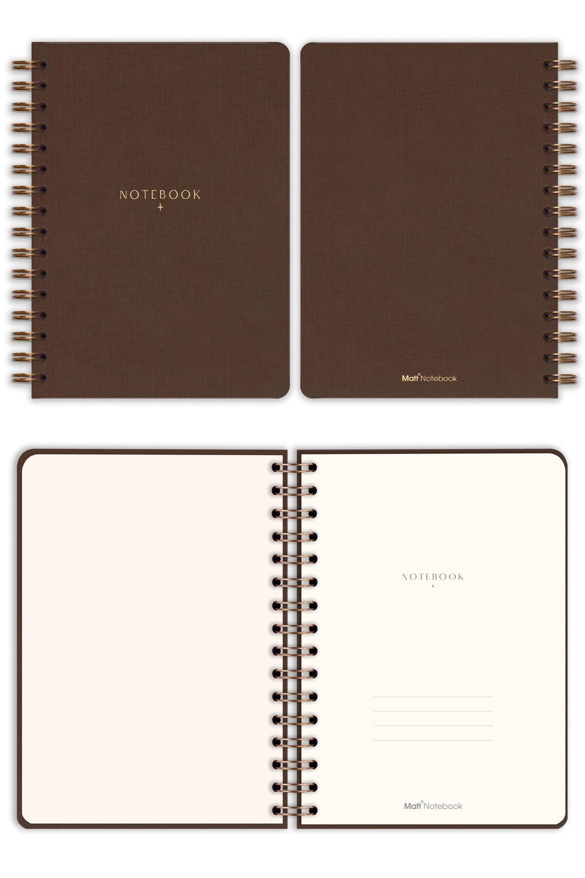 Matt Notebook A5 15x21 cm Spiralli Keten Not Defteri Kahverengi