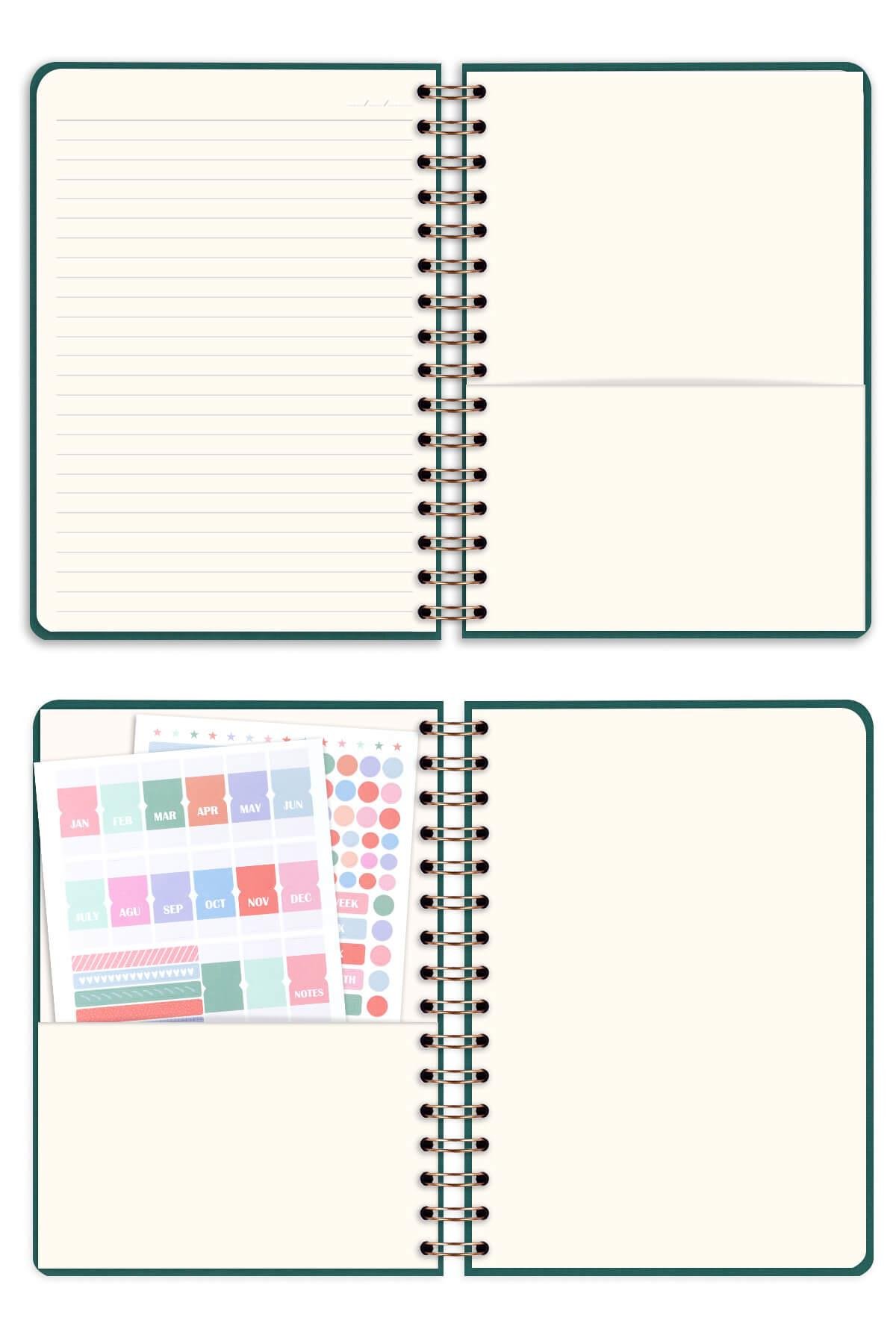 Matt Notebook A5 15x21 cm Spiralli Keten Not Defteri Koyu Yeşil