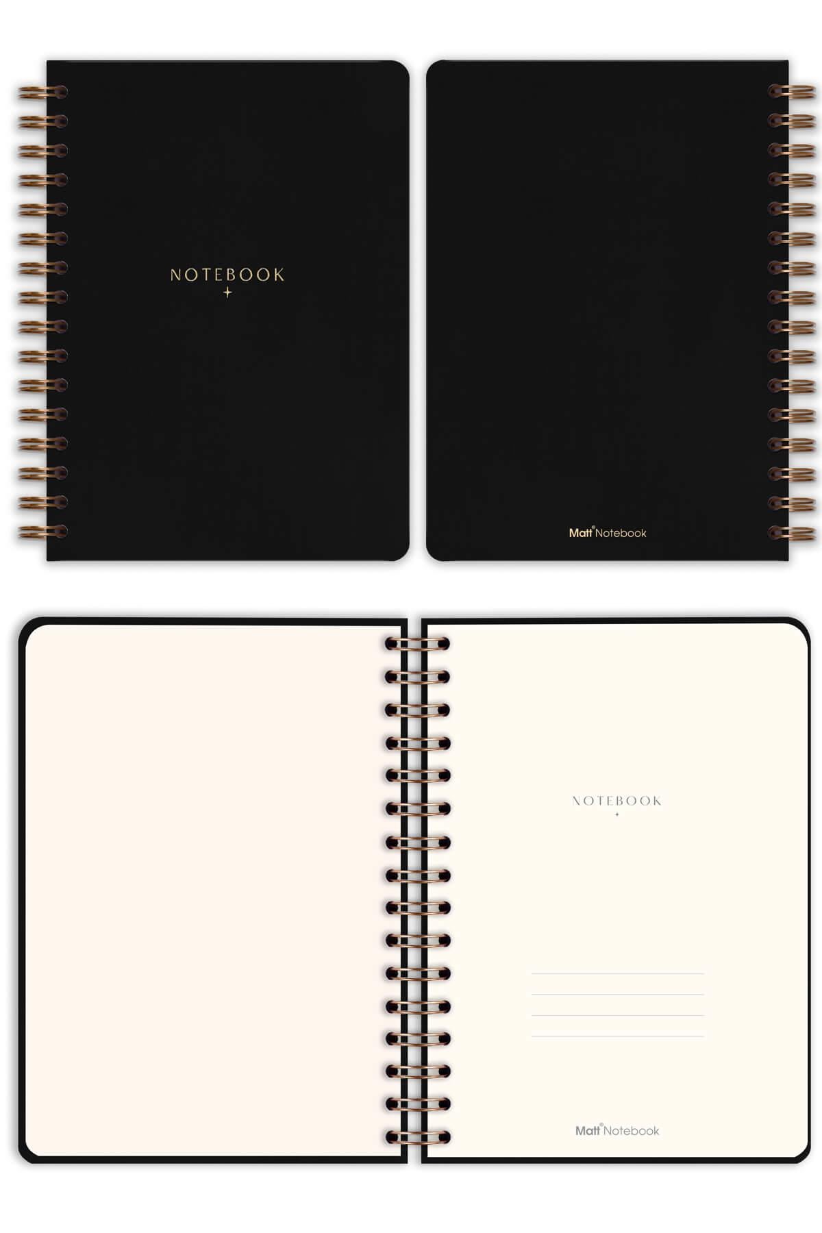 Matt Notebook A5 15x21 cm Spiralli Keten Not Defteri Siyah