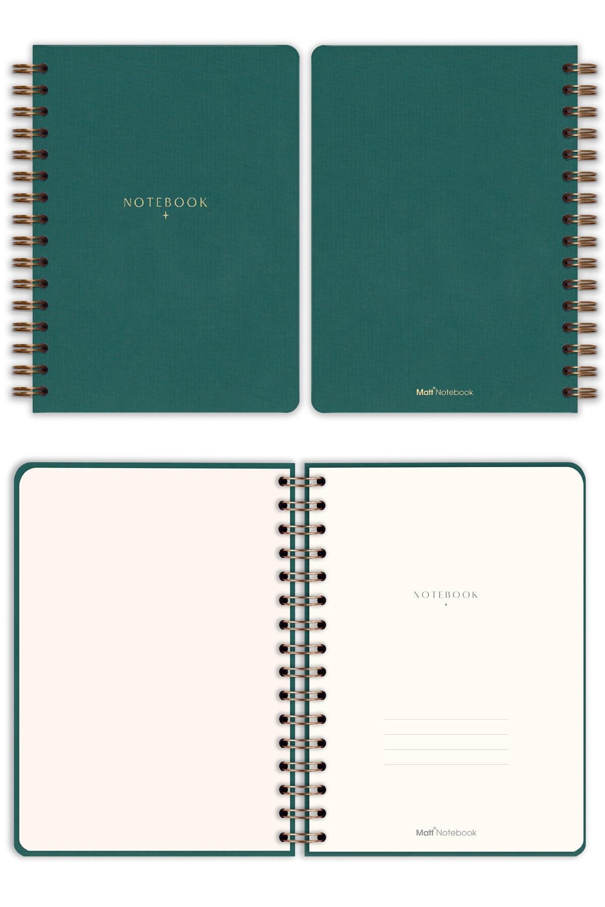 Matt Notebook A5 15x21 cm Spiralli Keten Not Defteri Koyu Yeşil