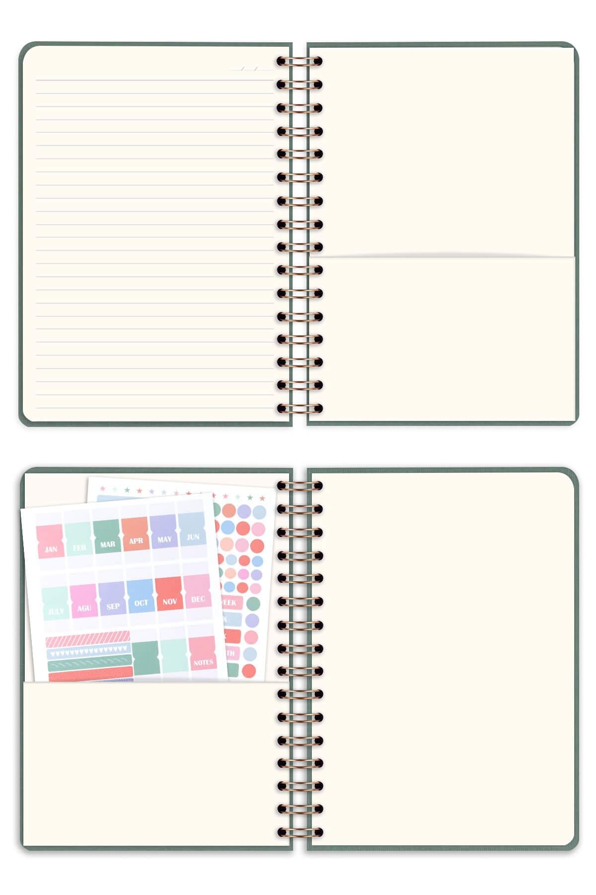 Matt Notebook A5 15x21 cm Spiralli Keten Not Defteri Yeşil