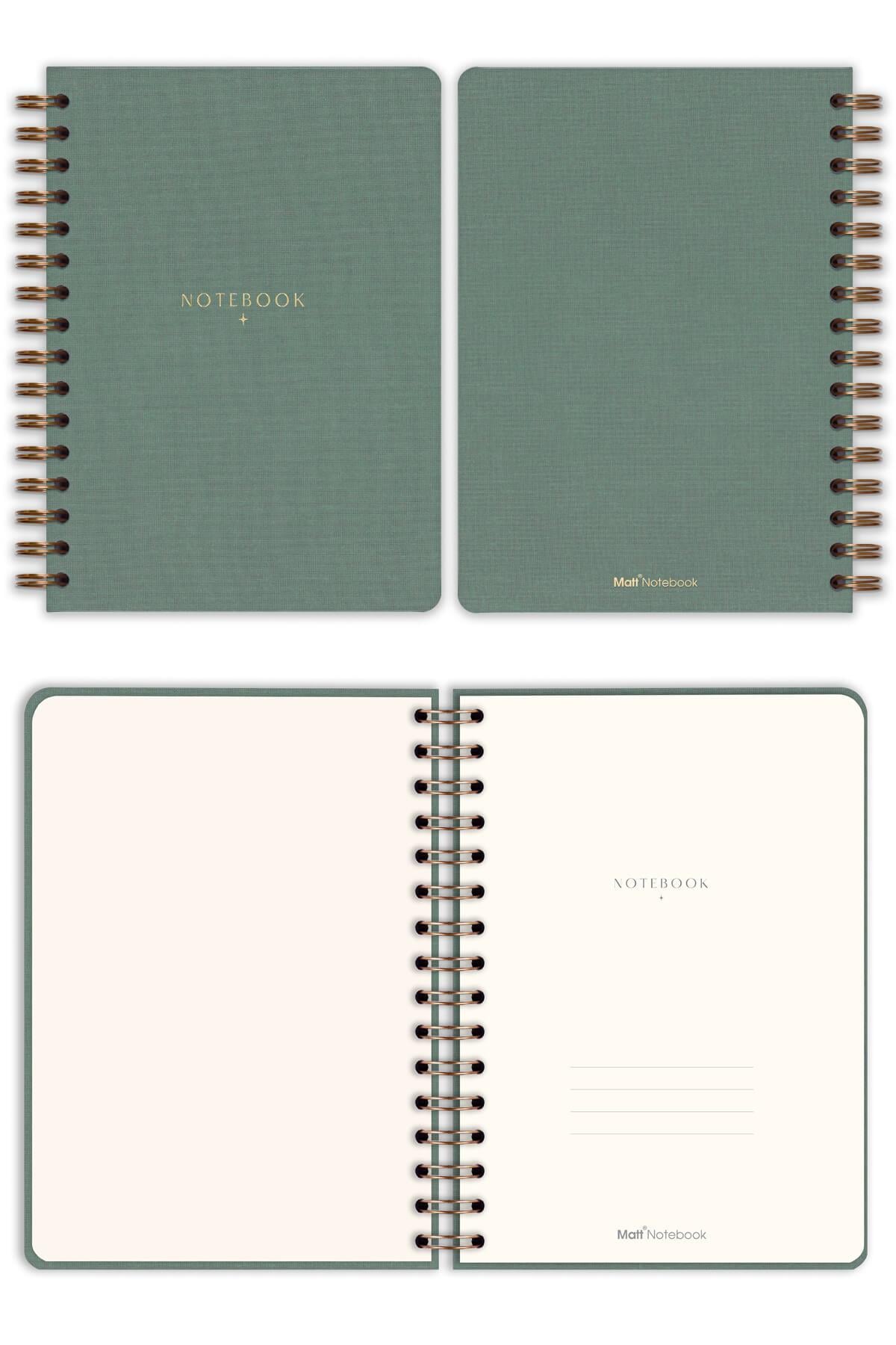 Matt Notebook A5 15x21 cm Spiralli Keten Not Defteri Yeşil