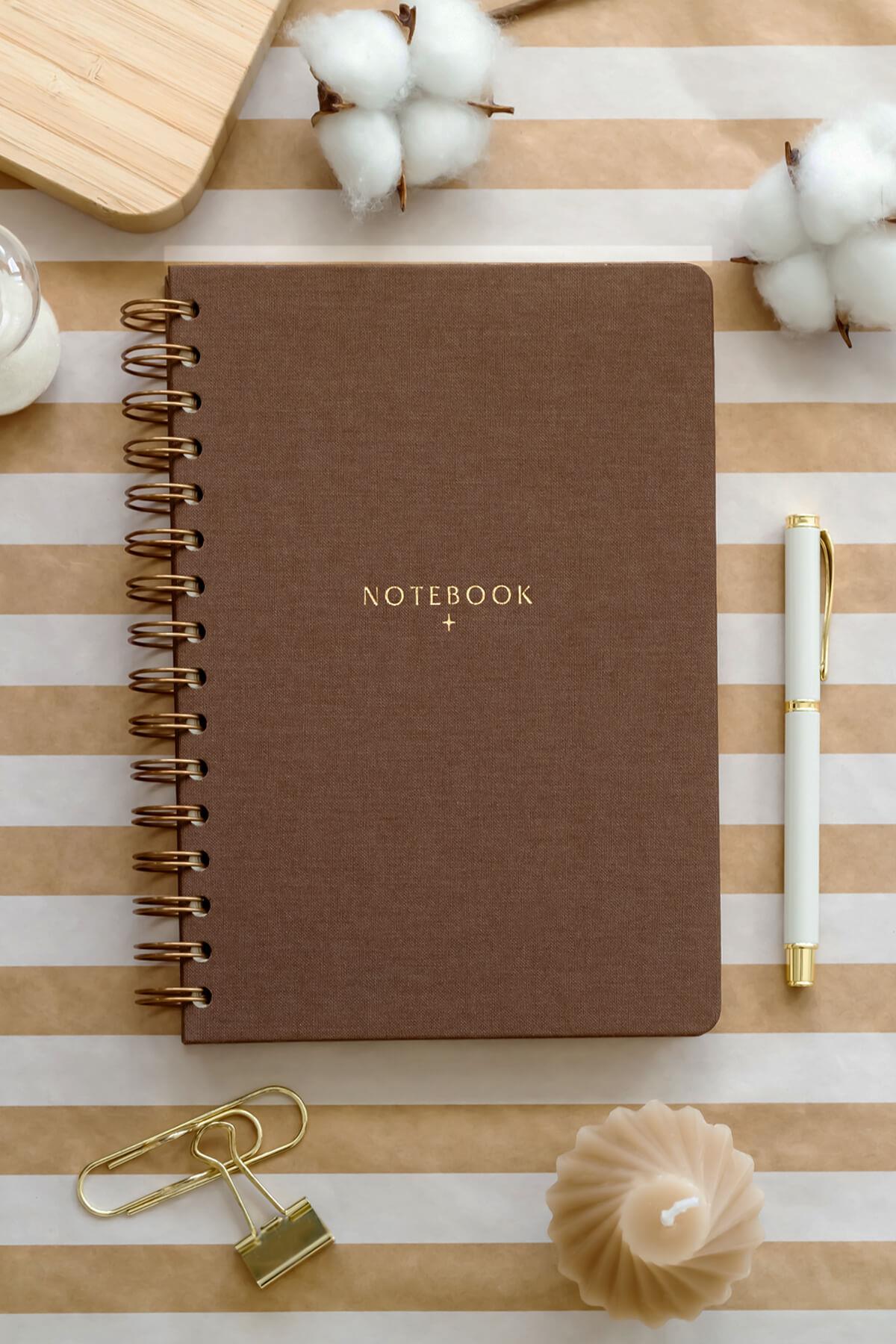 Matt Notebook A5 15x21 cm Spiralli Keten Not Defteri Kahverengi