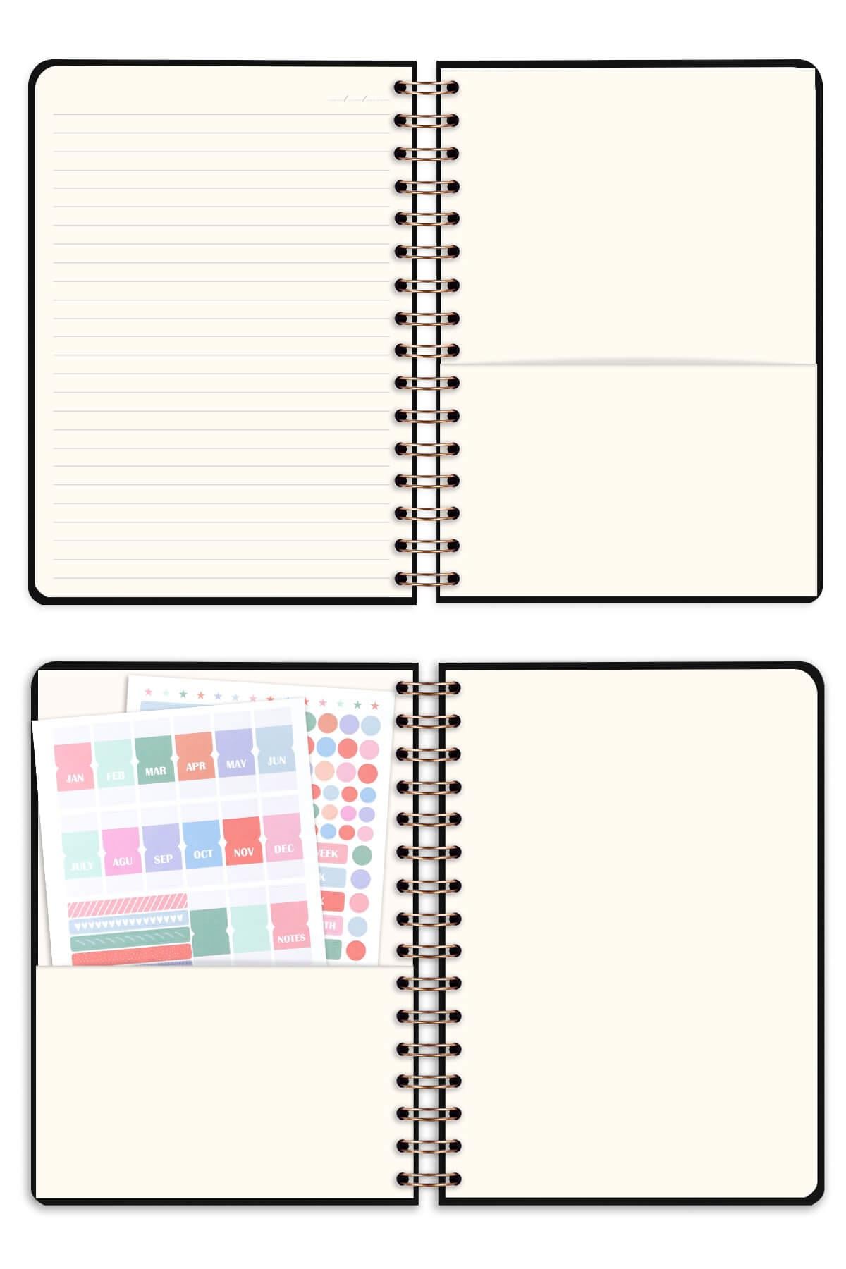 Matt Notebook A5 15x21 cm Spiralli Keten Not Defteri Siyah