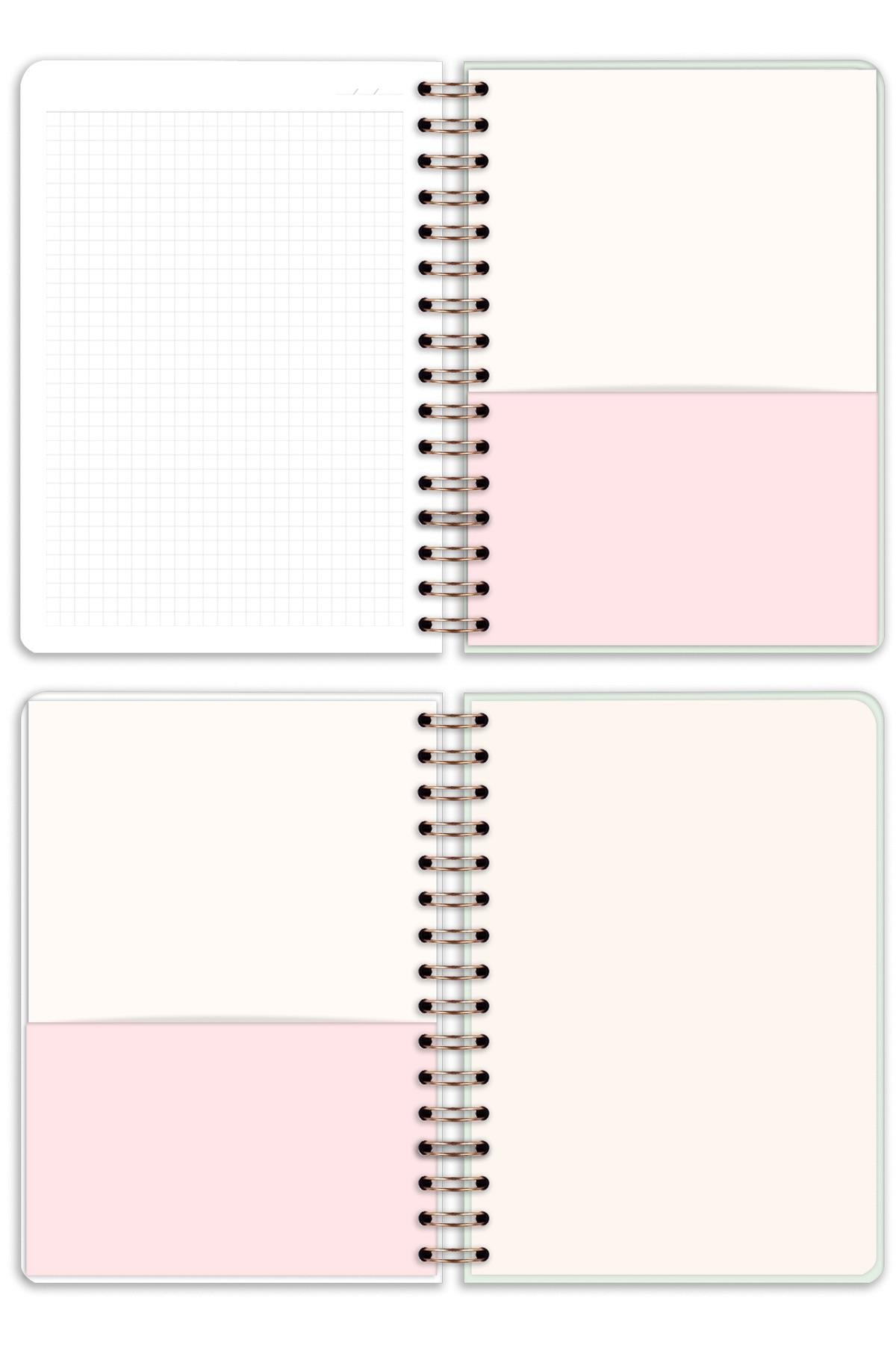 Matt Notebook A5 15x21 cm Spiralli Lastikli Kareli Tarihsiz Not Defteri Soyut