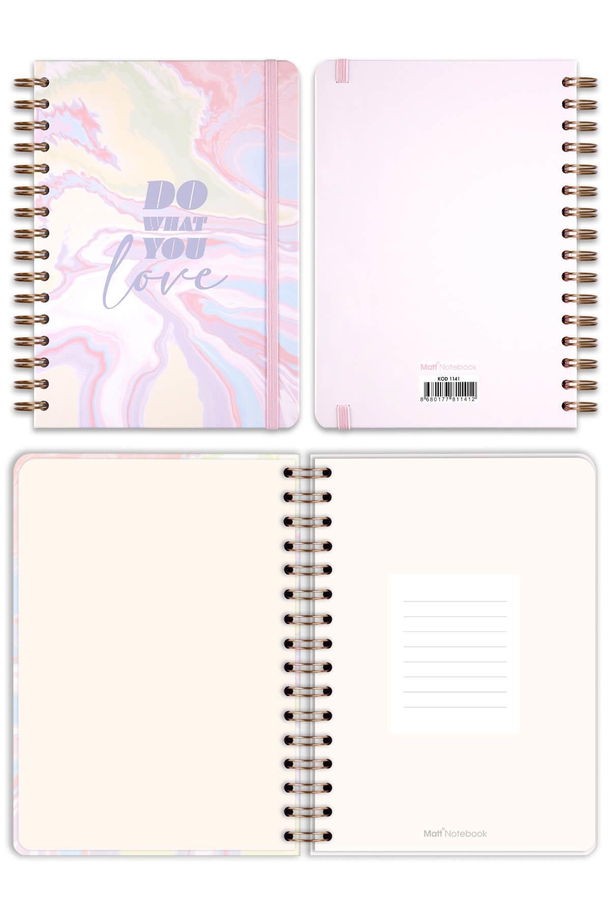 Matt Notebook A5 15x21 cm Spiralli Lastikli Çizgili Tarihsiz Not Defteri