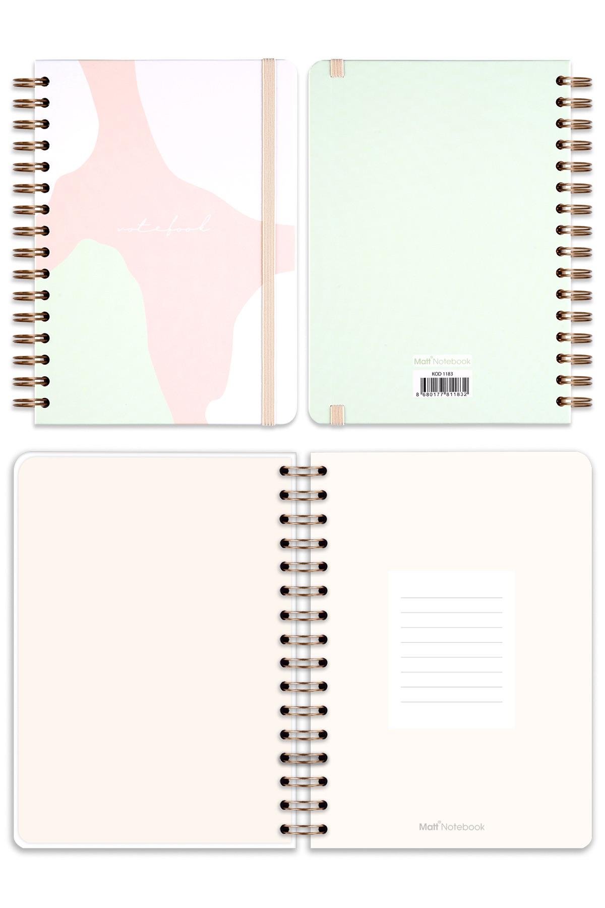 Matt Notebook A5 15x21 cm Spiralli Lastikli Kareli Tarihsiz Not Defteri Soyut