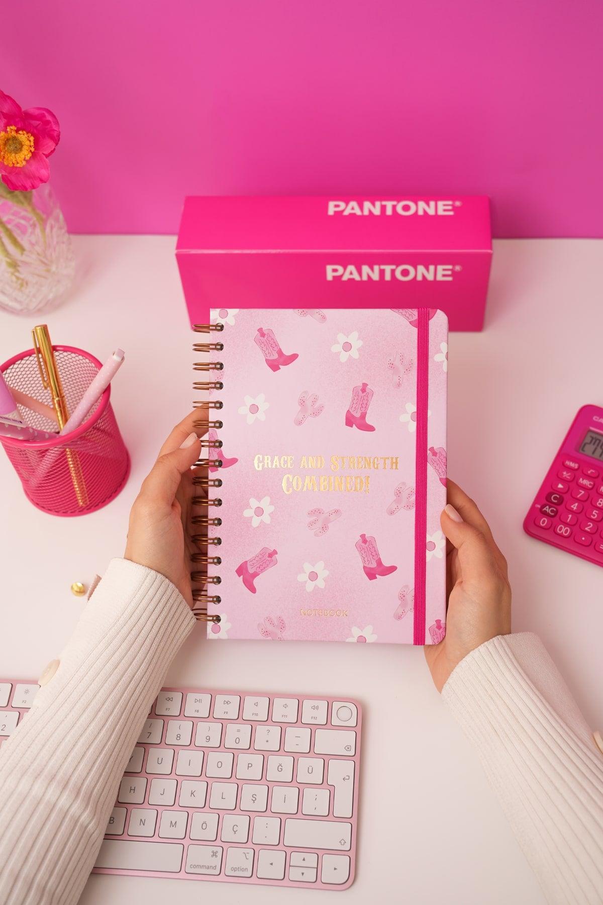 Matt Notebook A5 15x21 cm Spiralli Lastikli Noktalı Tarihsiz Not Defteri Kovboy Çizme