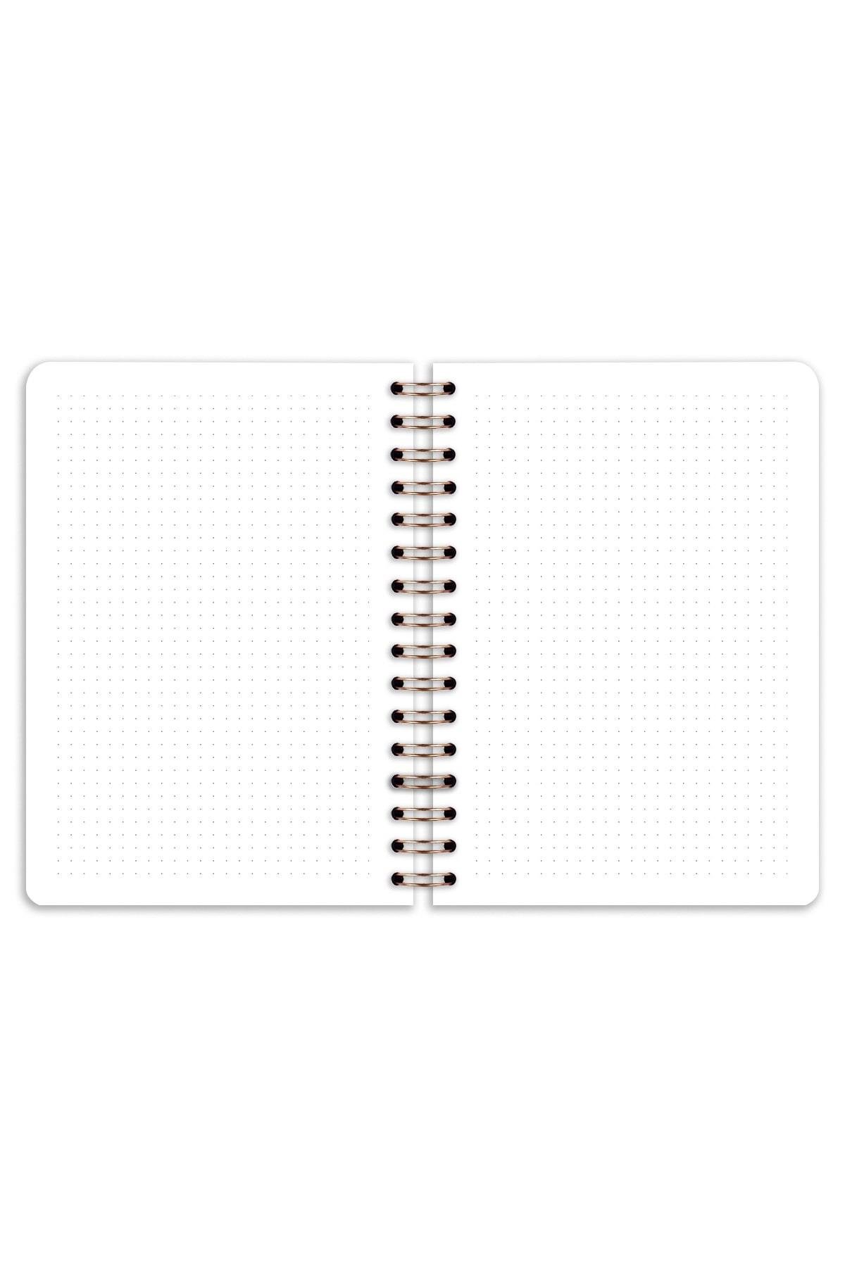 Matt Notebook A5 15x21 cm Spiralli Lastikli Noktalı Tarihsiz Not Defteri Kiraz