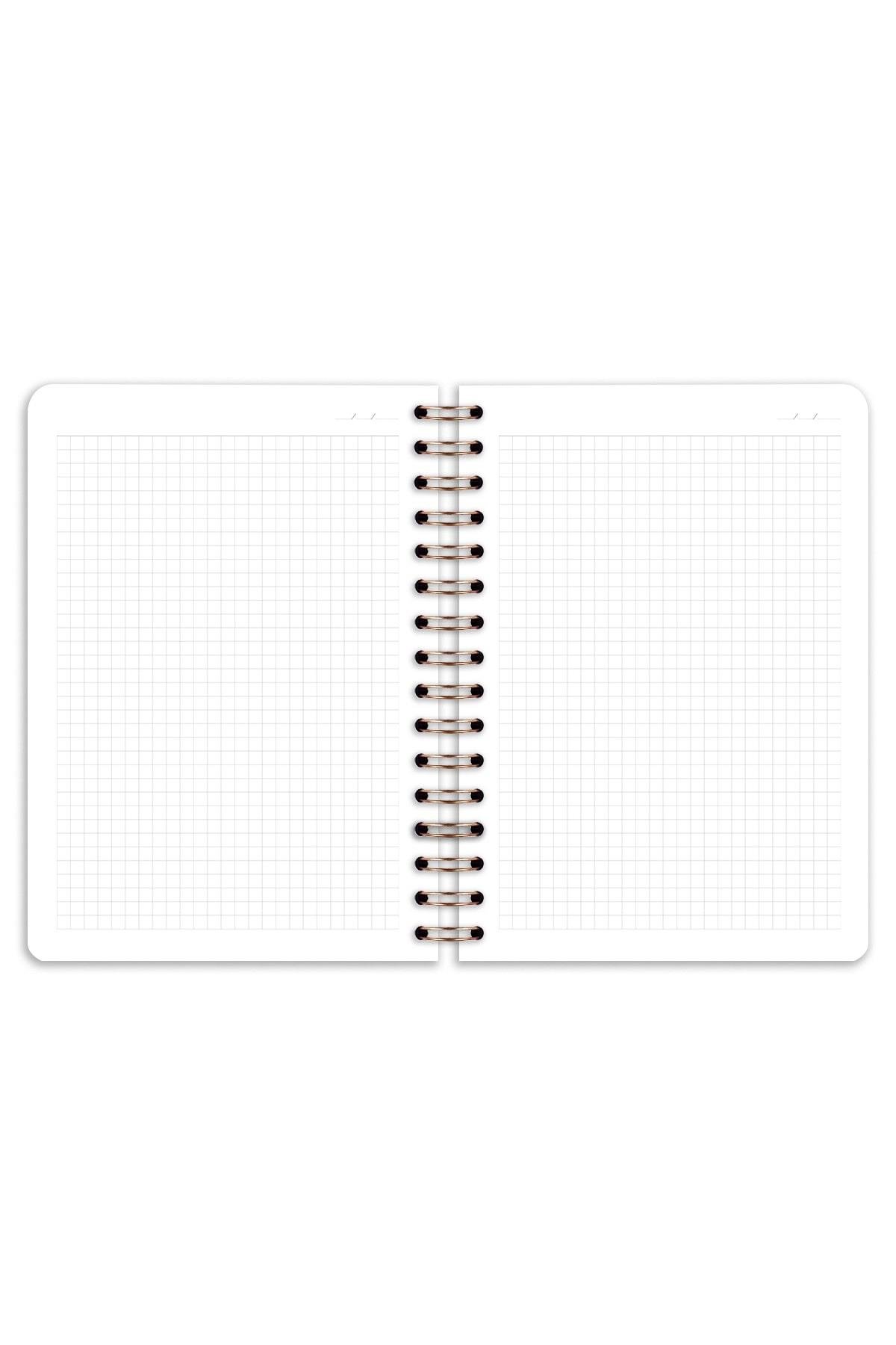 Matt Notebook A5 15x21 cm Spiralli Lastikli Kareli Tarihsiz Not Defteri Fiyonk