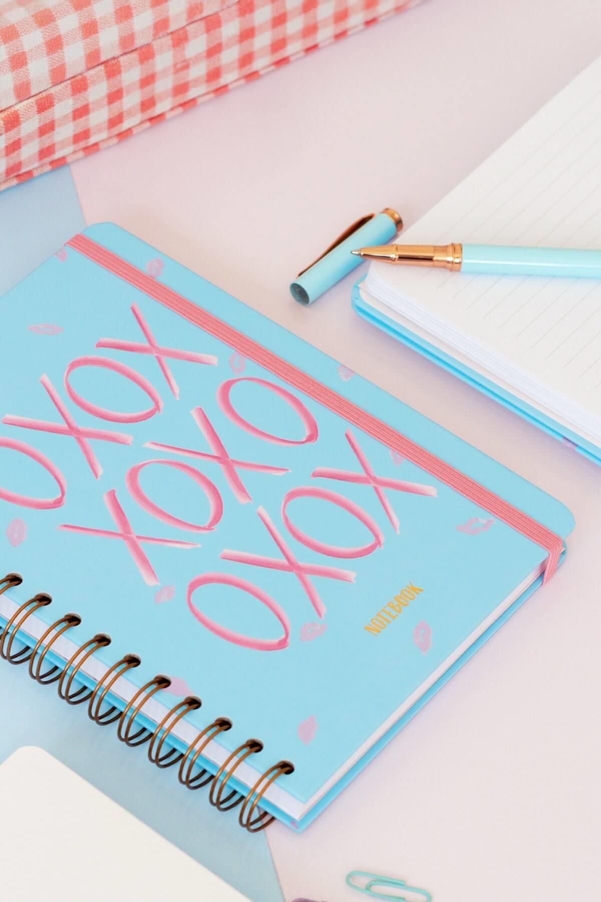 Matt Notebook A5 15x21 cm Spiralli Lastikli Çizgili Tarihsiz Not Defteri XOXO