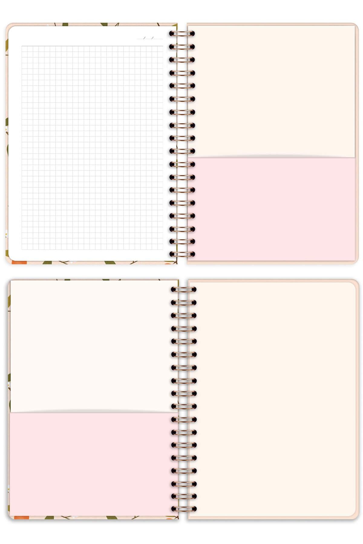 Matt Notebook A5 15x21 cm Spiralli Lastikli Kareli Tarihsiz Not Defteri Portakal Çiçeği