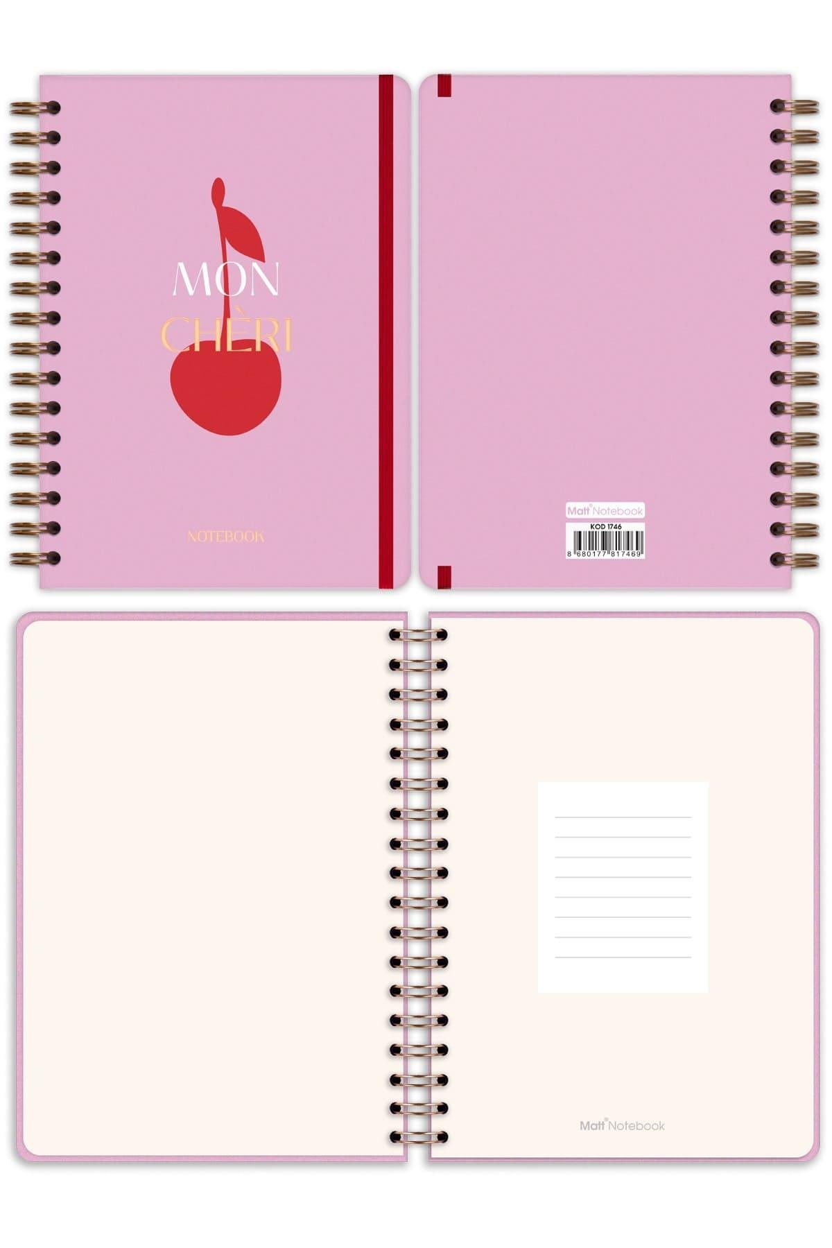 Matt Notebook A5 15x21 cm Spiralli Lastikli Noktalı Tarihsiz Not Defteri Kiraz