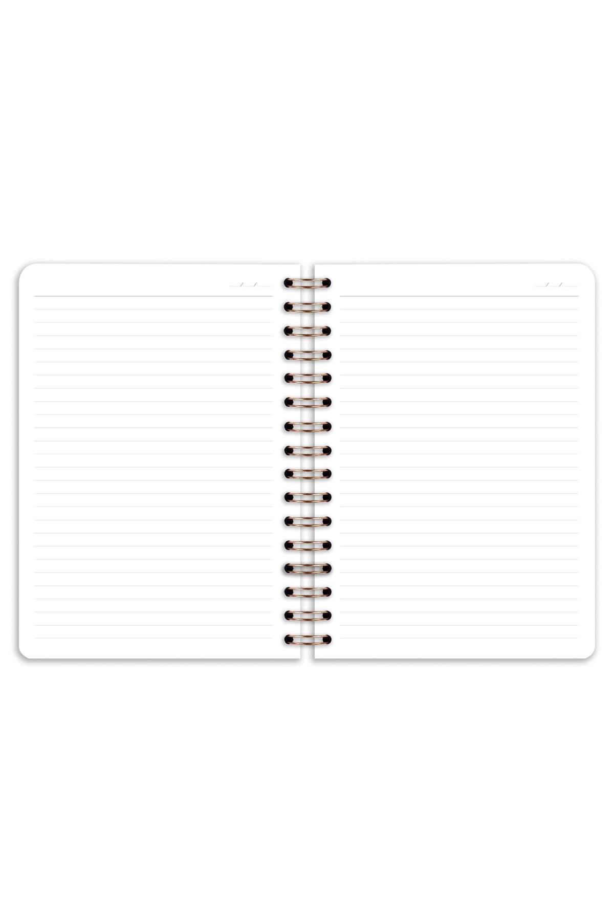 Matt Notebook A5 15x21 cm Spiralli Lastikli Çizgili Tarihsiz Not Defteri Çilek