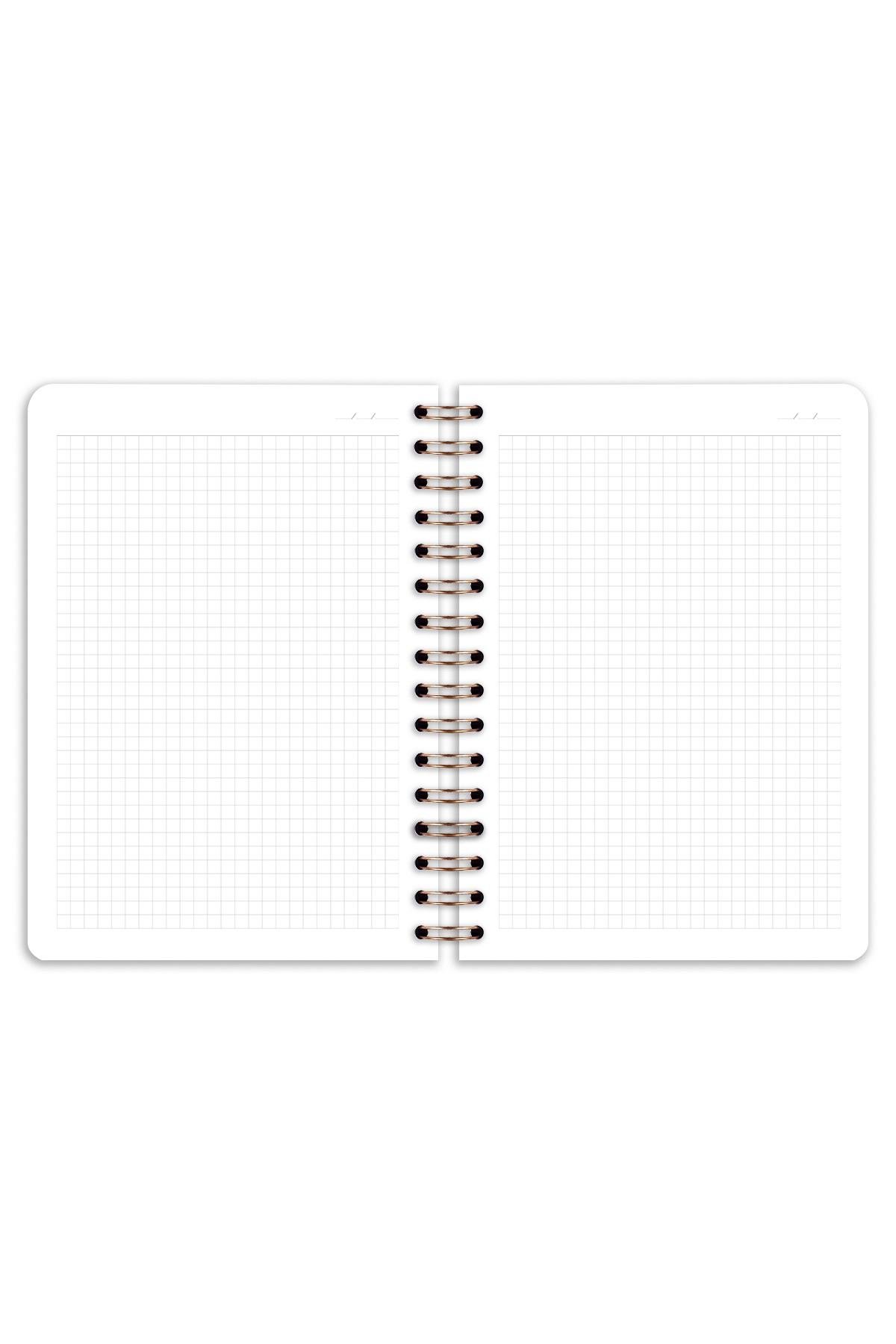 Matt Notebook A5 15x21 cm Spiralli Lastikli Kareli Tarihsiz Not Defteri Soyut