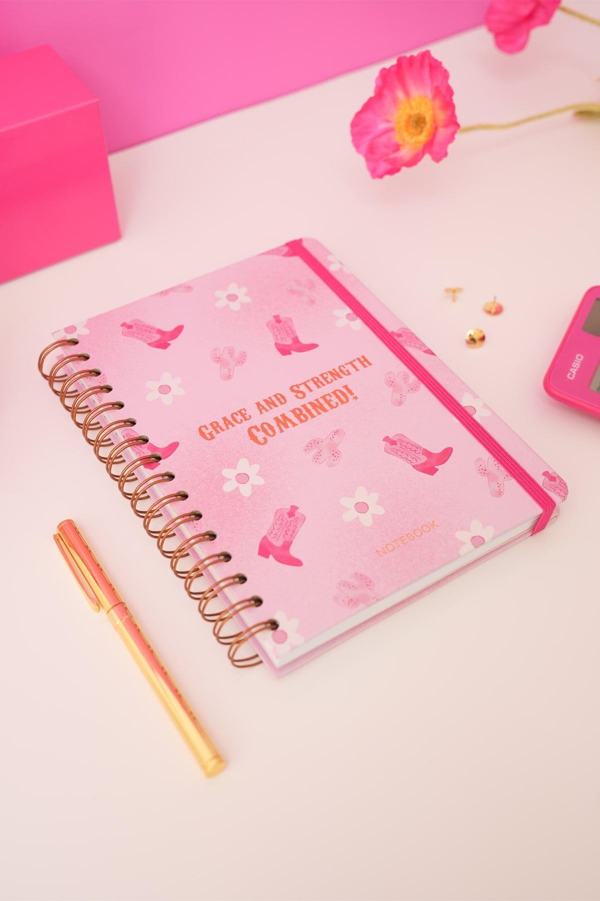 Matt Notebook A5 15x21 cm Spiralli Lastikli Noktalı Tarihsiz Not Defteri Kovboy Çizme