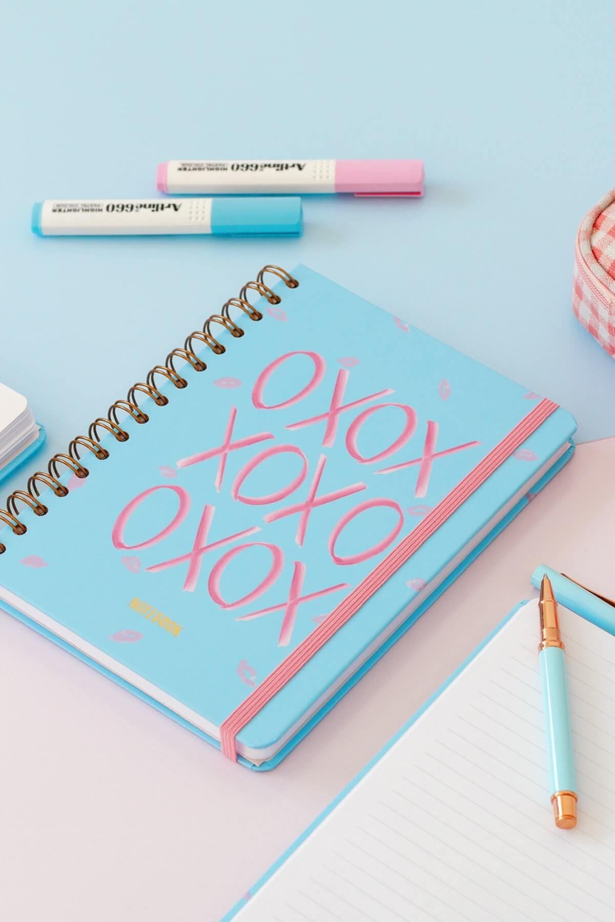 Matt Notebook A5 15x21 cm Spiralli Lastikli Çizgili Tarihsiz Not Defteri XOXO