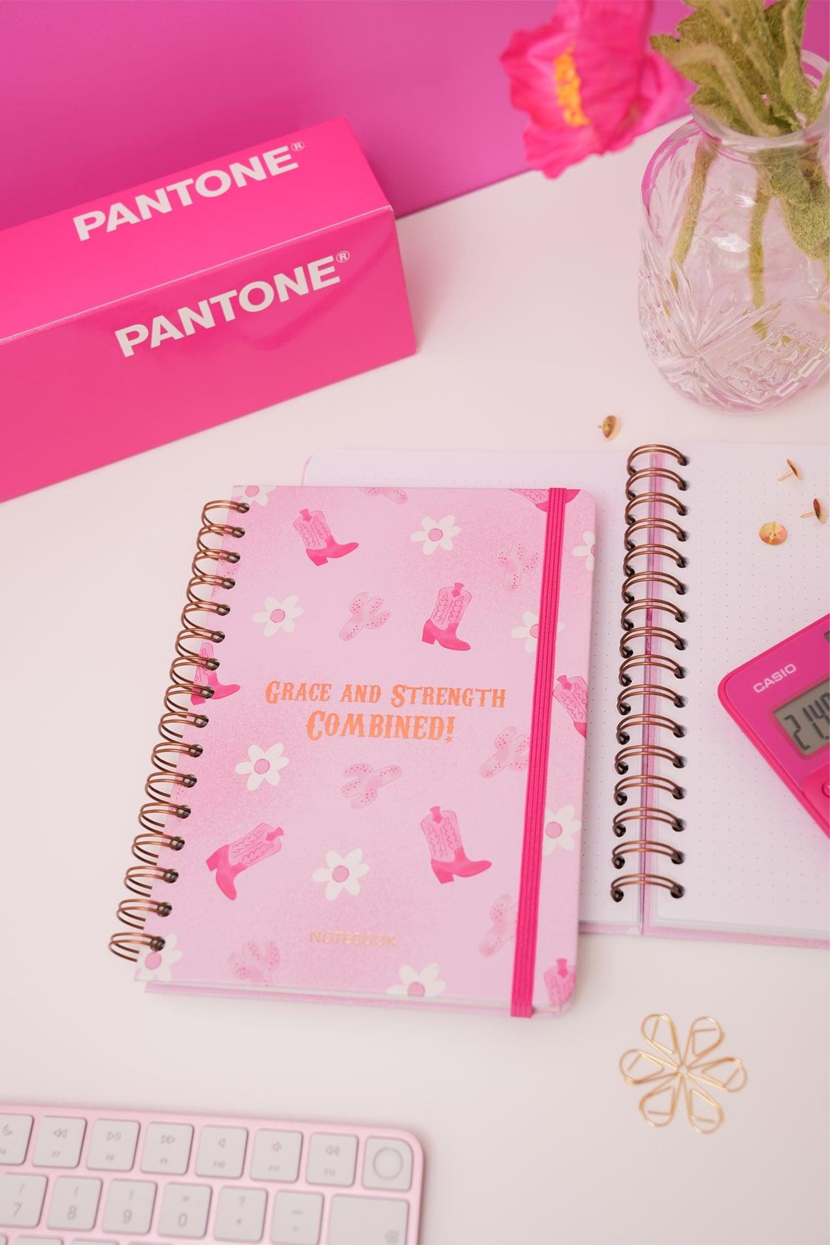 Matt Notebook A5 15x21 cm Spiralli Lastikli Noktalı Tarihsiz Not Defteri Kovboy Çizme