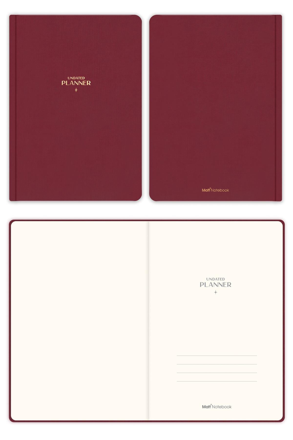 Matt Notebook A5 Keten Süresiz Planlayıcı Ajanda Bordo