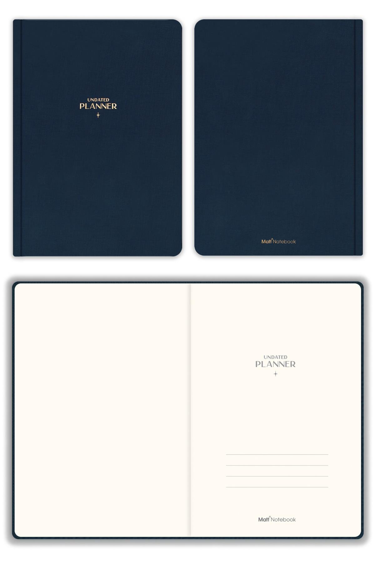 Matt Notebook A5 Keten Süresiz Planlayıcı Ajanda Lacivert