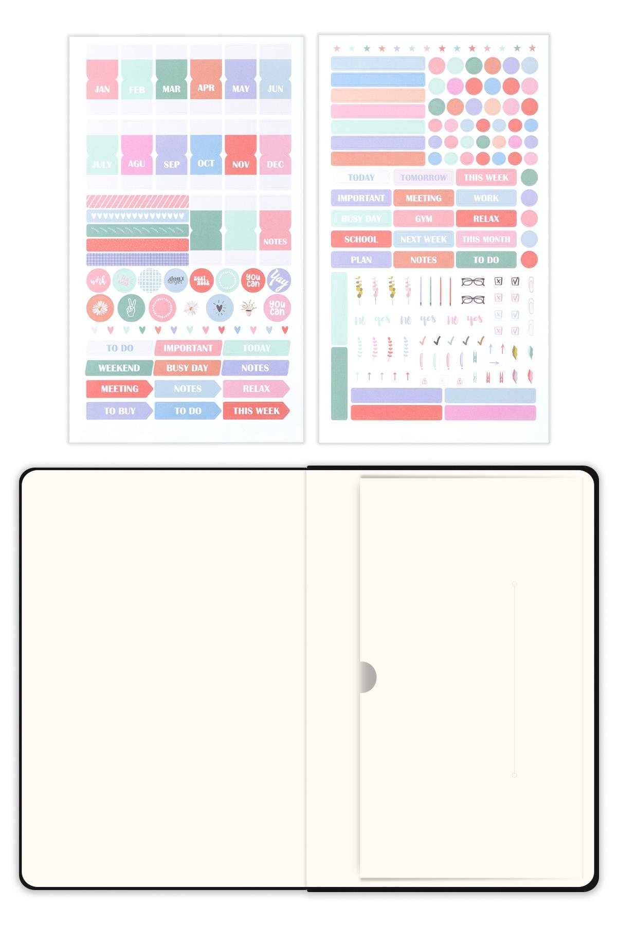 Matt Notebook A5 Keten Süresiz Planlayıcı Ajanda Siyah